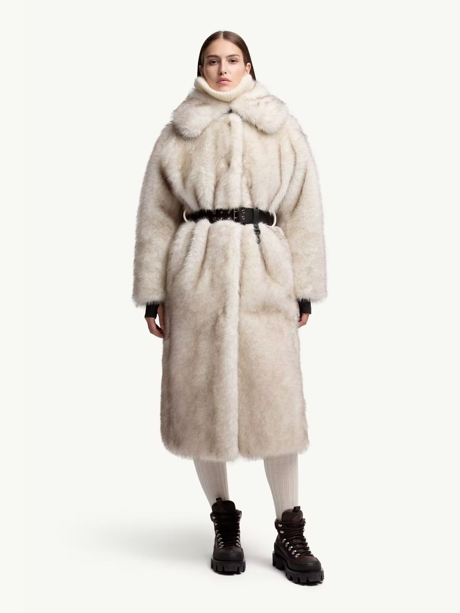 MONCLER GRENOBLE WOMEN Arly Belted Textured Down Coat Ice Grey