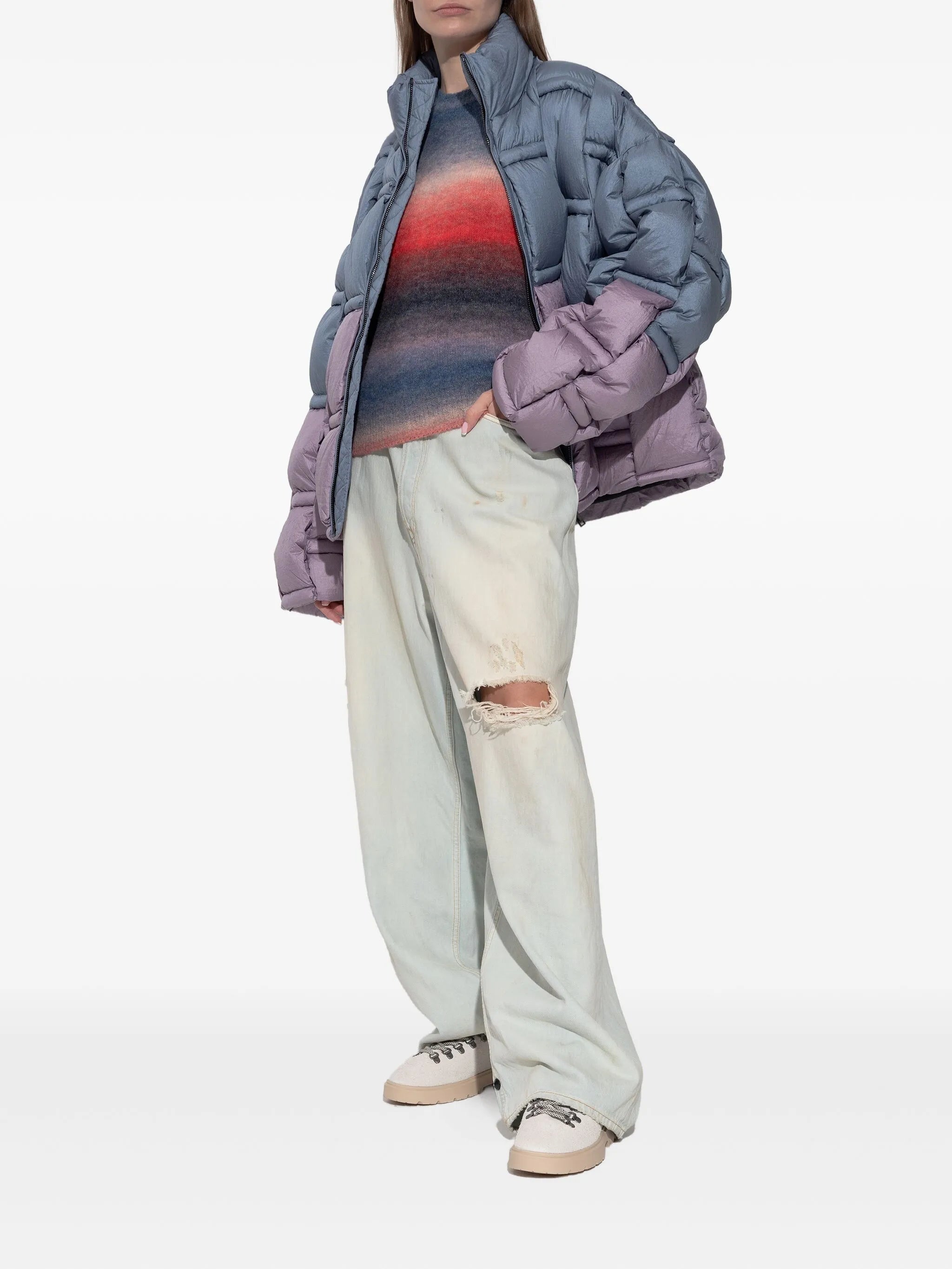 RAXXY Two-toned Puffer Jacket Metallic Blue Powder Pink