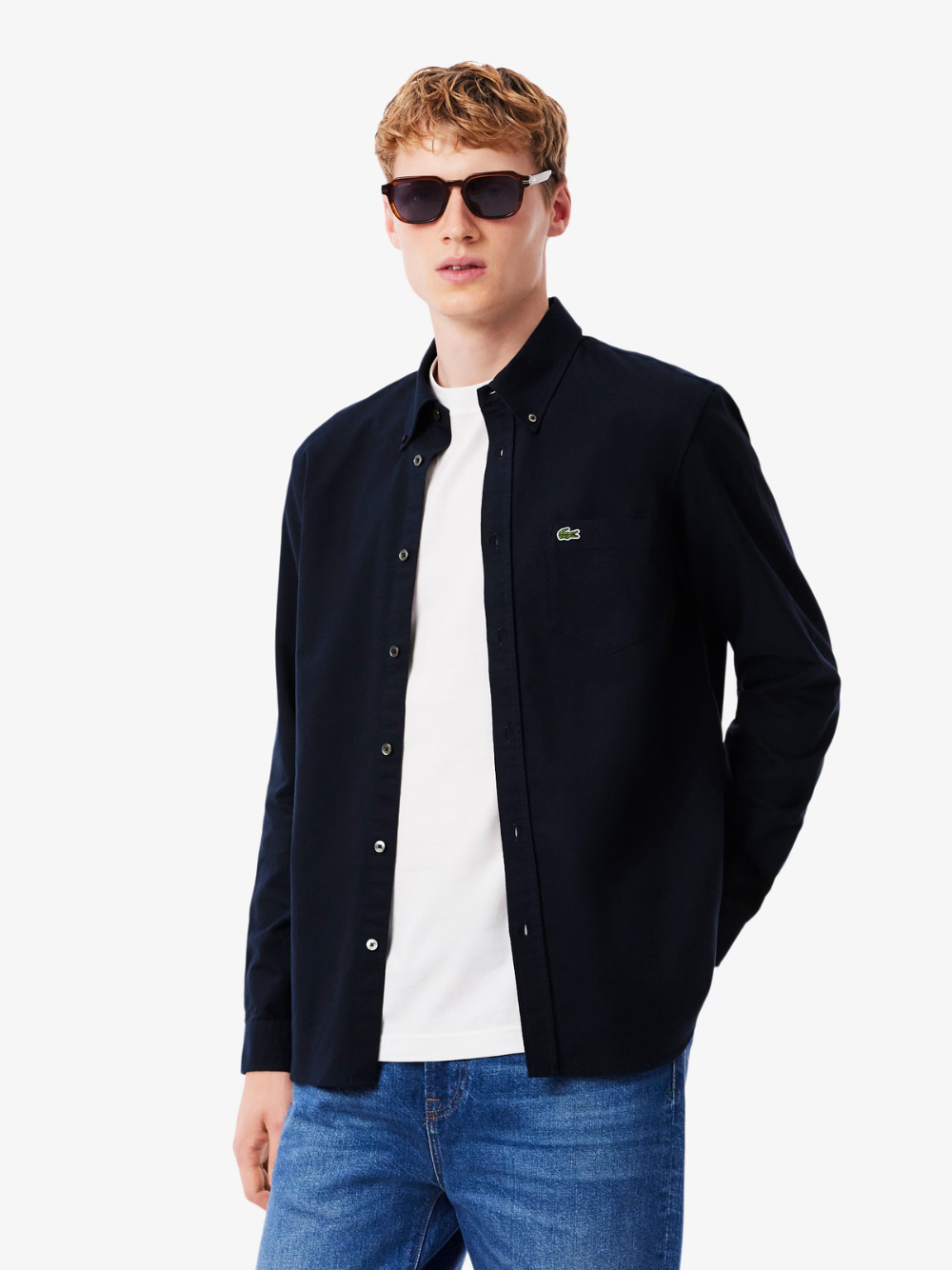 LACOSTE Regular Fit Oxford Shirt Navy