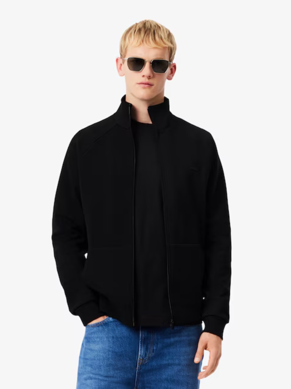 LACOSTE Double Face Jersey Zipped Sweatshirt Black
