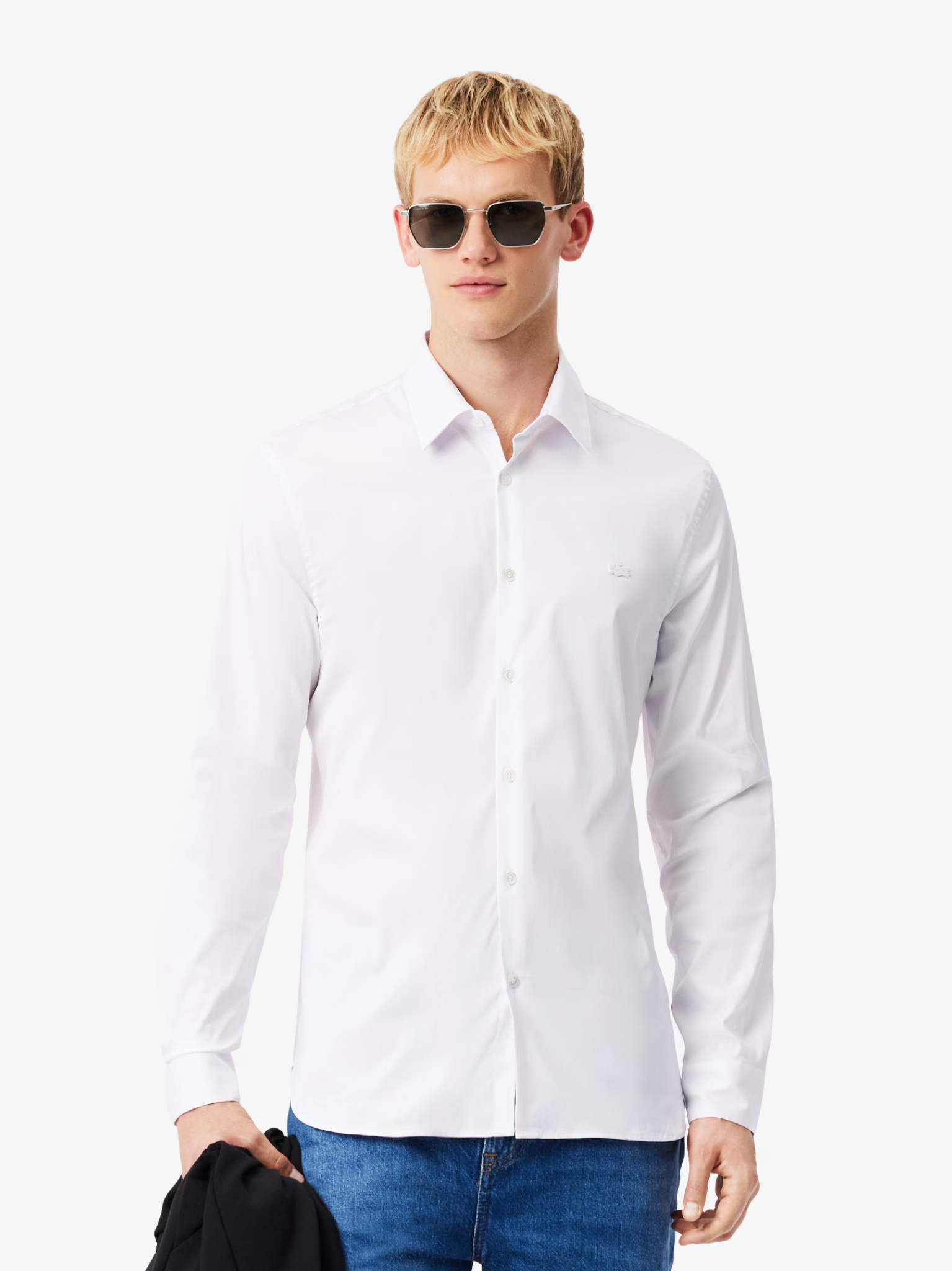 LACOSTE Slim Fit Stretch Poplin Shirt White