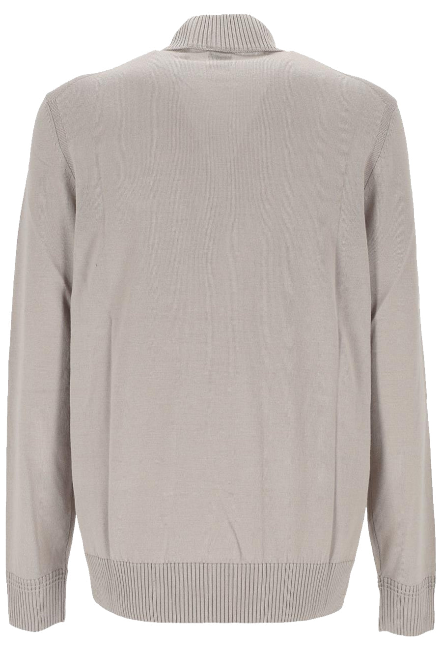 BOSS Logo Embroidered Wool Blend Turtle Neck Sweater Light Beige
