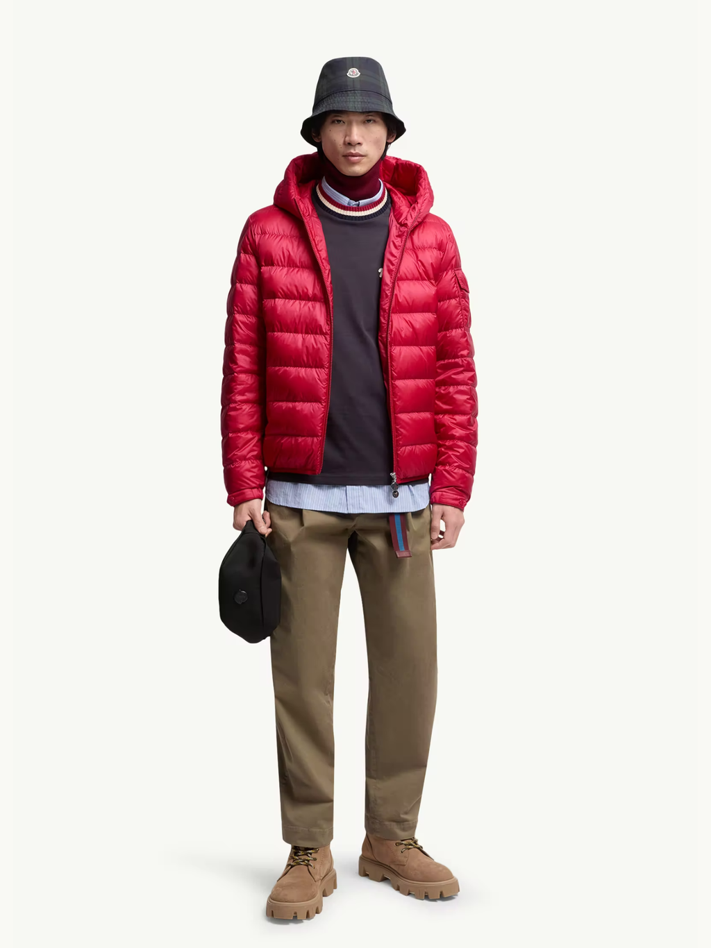 MONCLER Najan Hooded Short Down Jacket Red