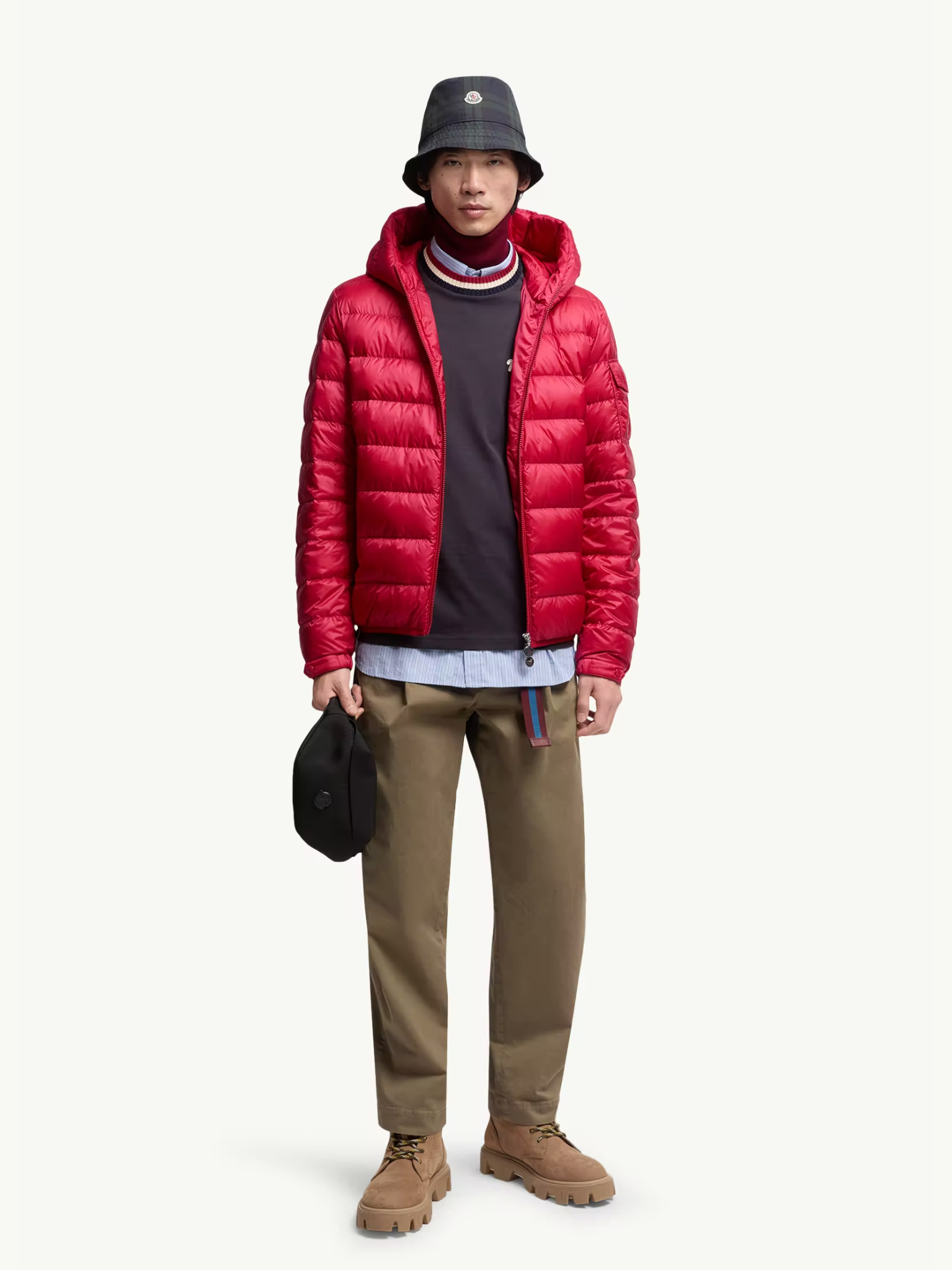 MONCLER Najan Hooded Short Down Jacket Red