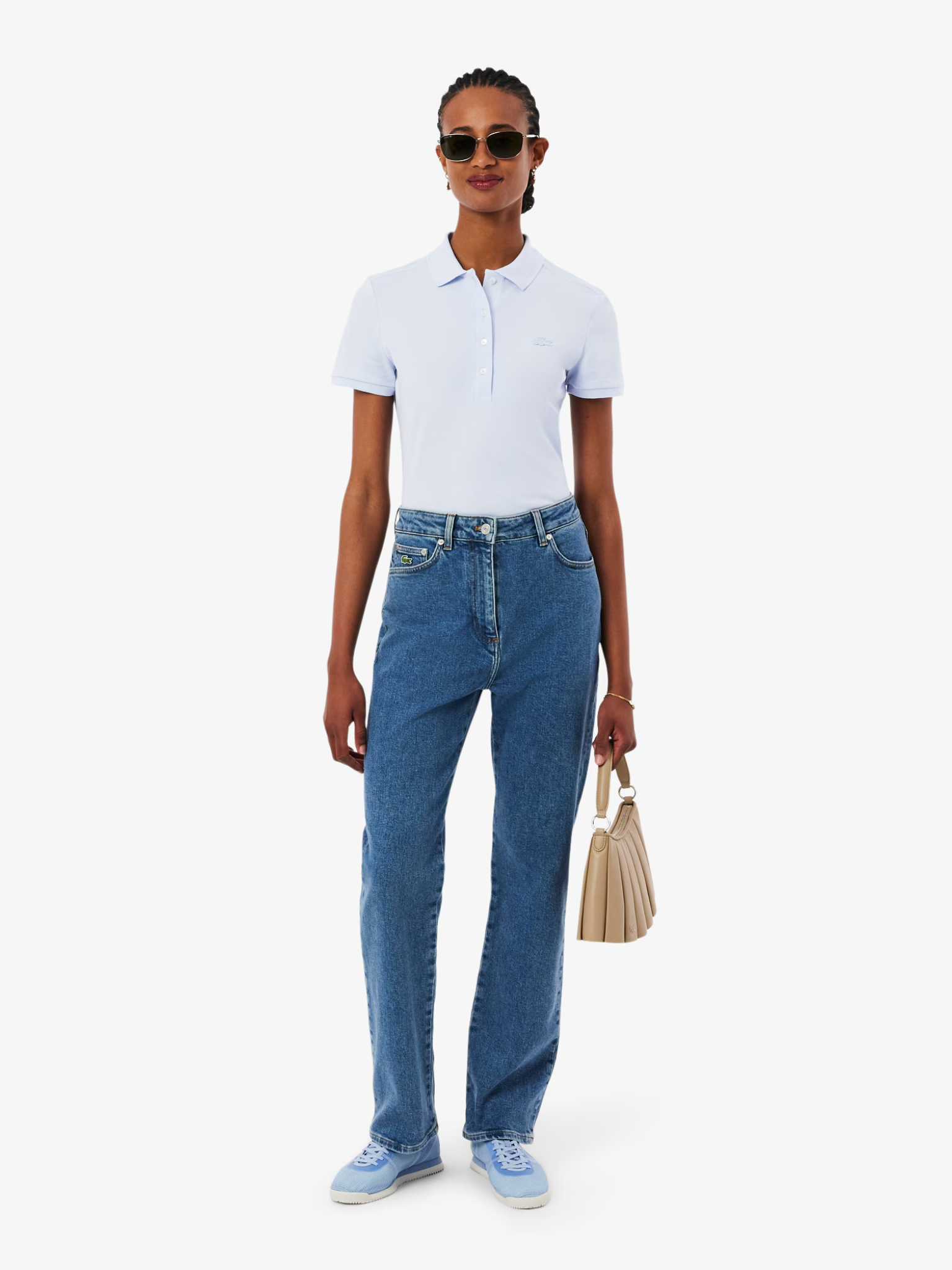 LACOSTE WOMEN L.12.D Slim Fit Stretch Piqué Polo Shirt Light Blue