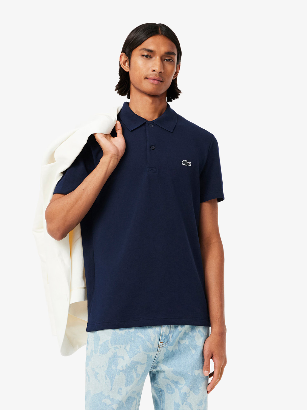 LACOSTE Regular Fit Cotton Blend Polo Shirt Midnight Blue