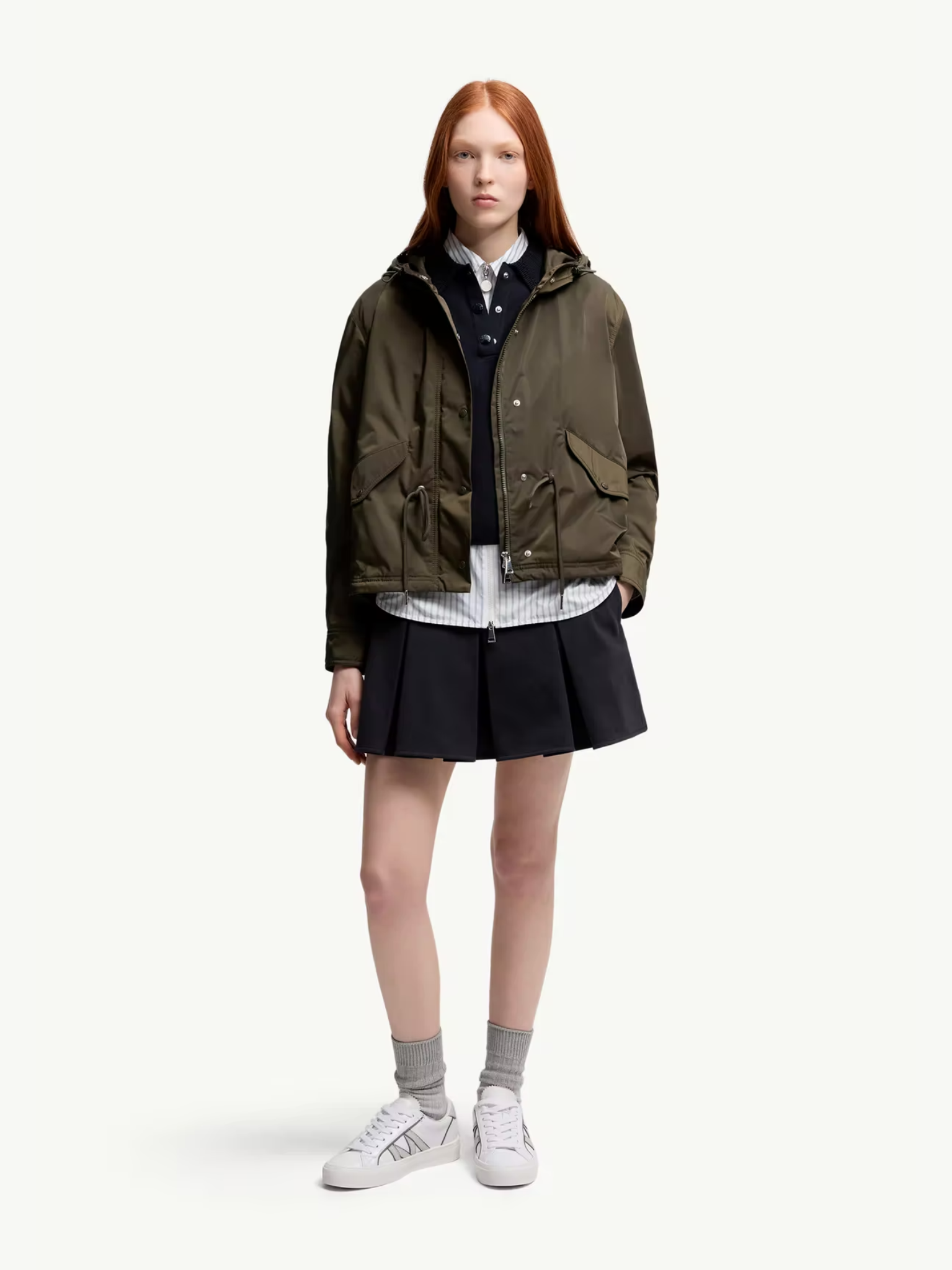 MONCLER WOMEN Knit Cotton Polo Shirt Navy Blue