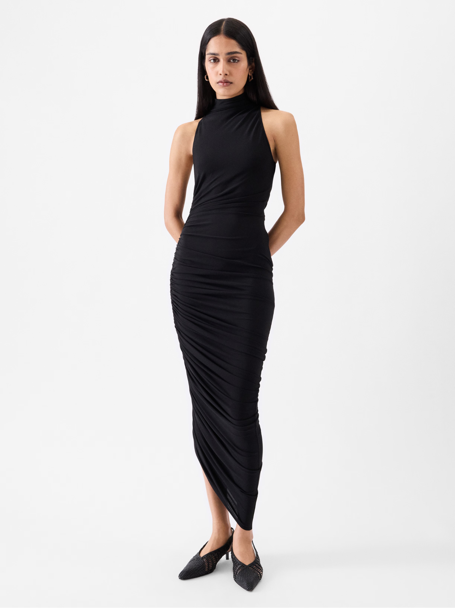 JACQUEMUS WOMEN The Piazza Asymmetric Sleeveless Dress Black