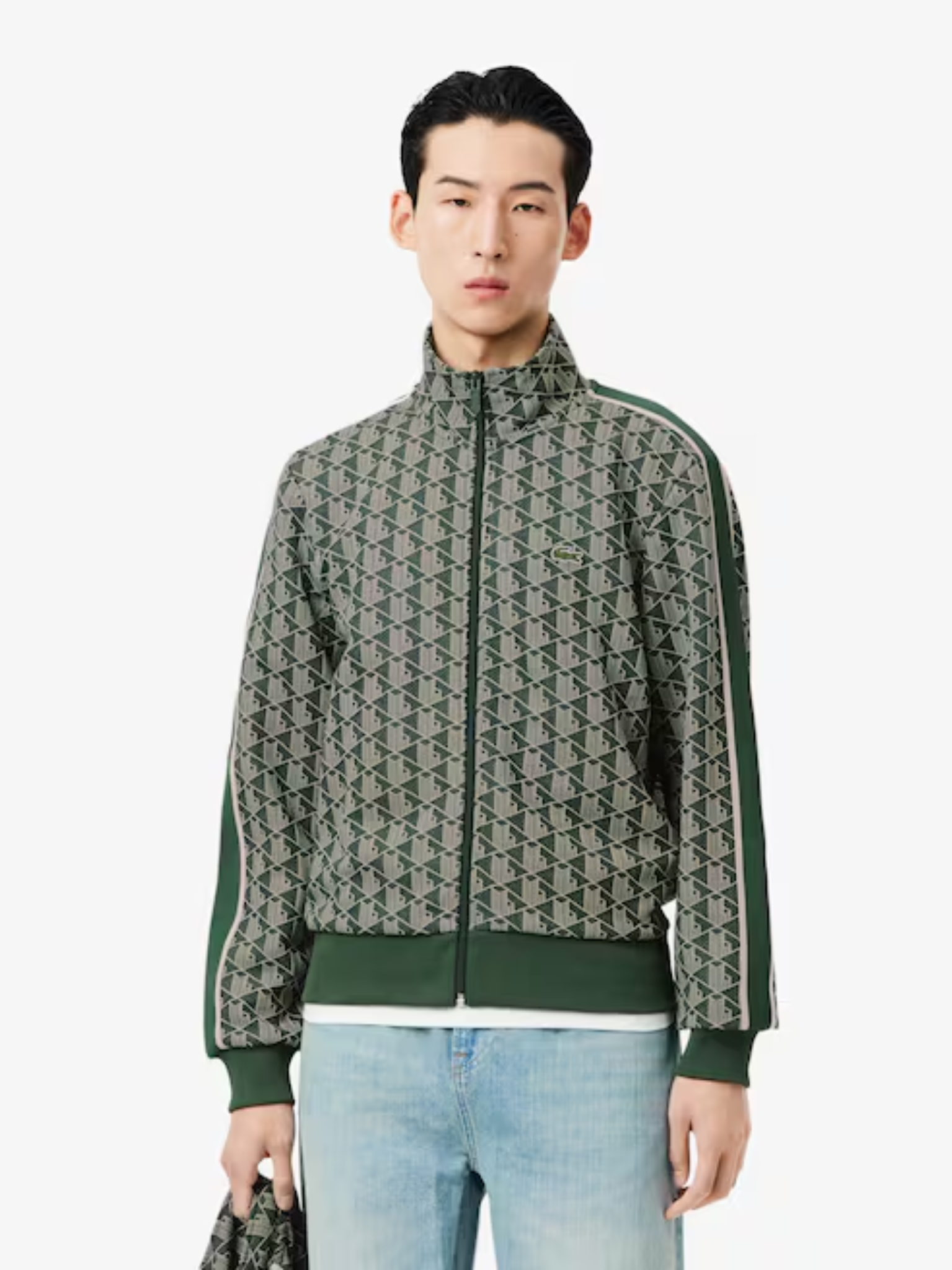 LACOSTE Paris Zip-Up Jacquard Track Jacket Green