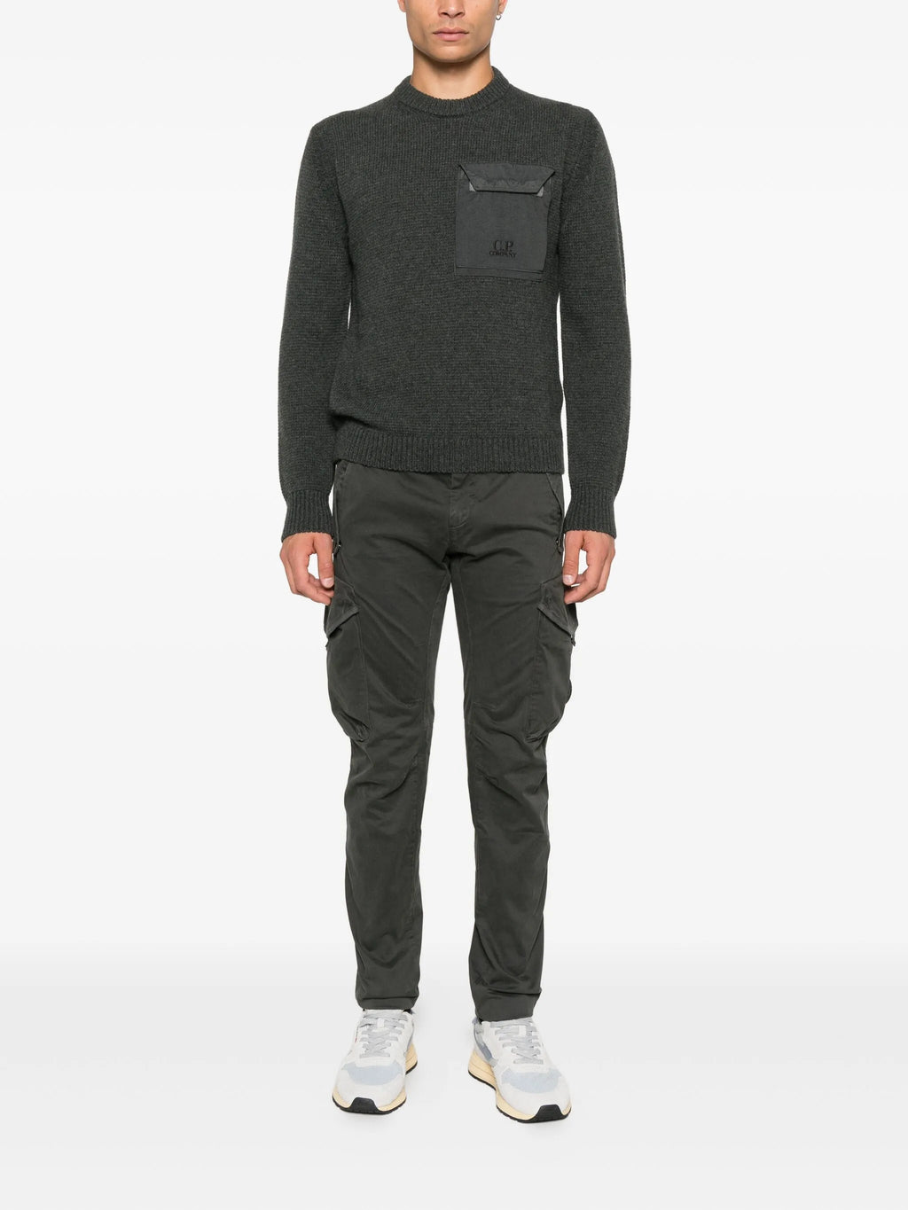 C.P COMPANY Chest Pocket Crewneck Sweater Dark Shadow Grey