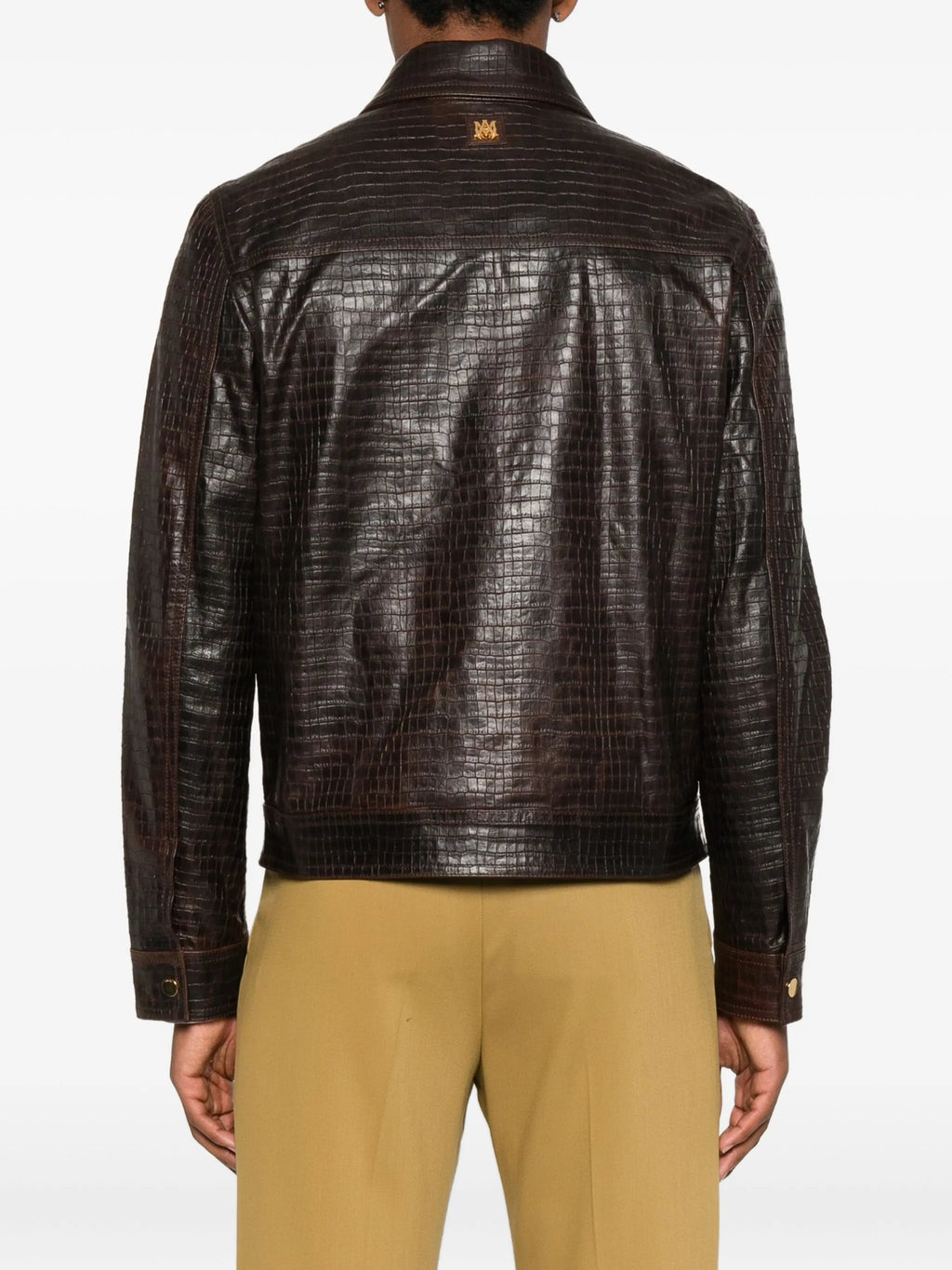 AMIRI Croc Embossed Blouson Jacket Brown