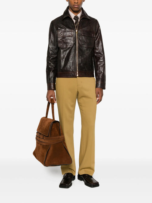 AMIRI Croc Embossed Blouson Jacket Brown