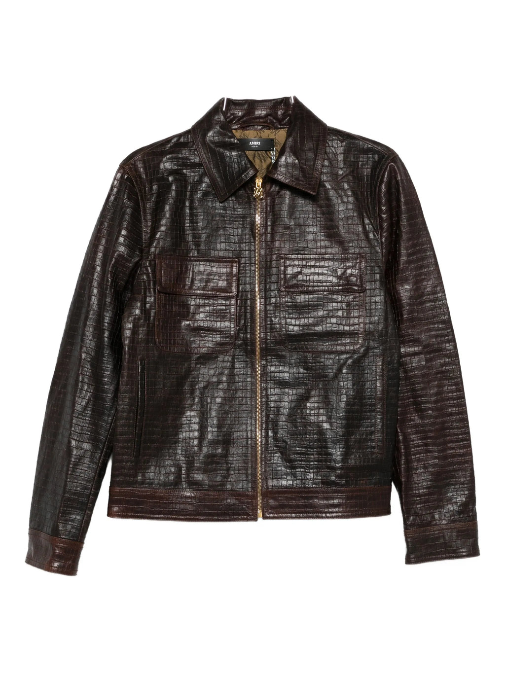 AMIRI Croc Embossed Blouson Jacket Brown