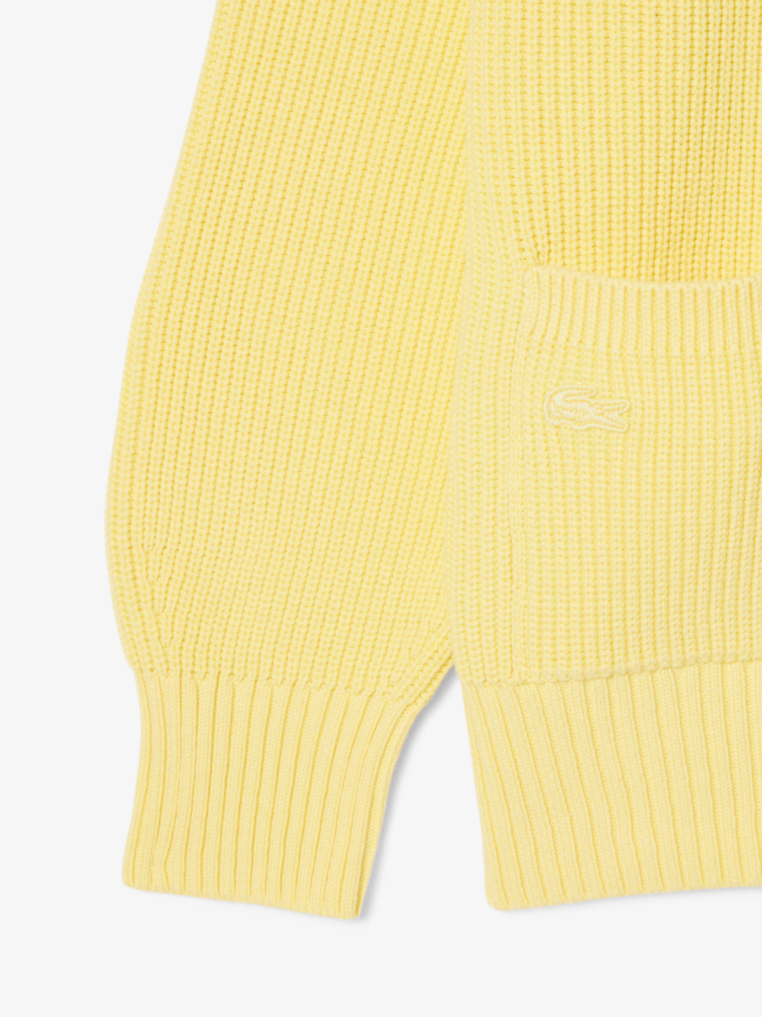 LACOSTE Relaxed Fit Ribbed Cotton Cardigan Pastel Yellow