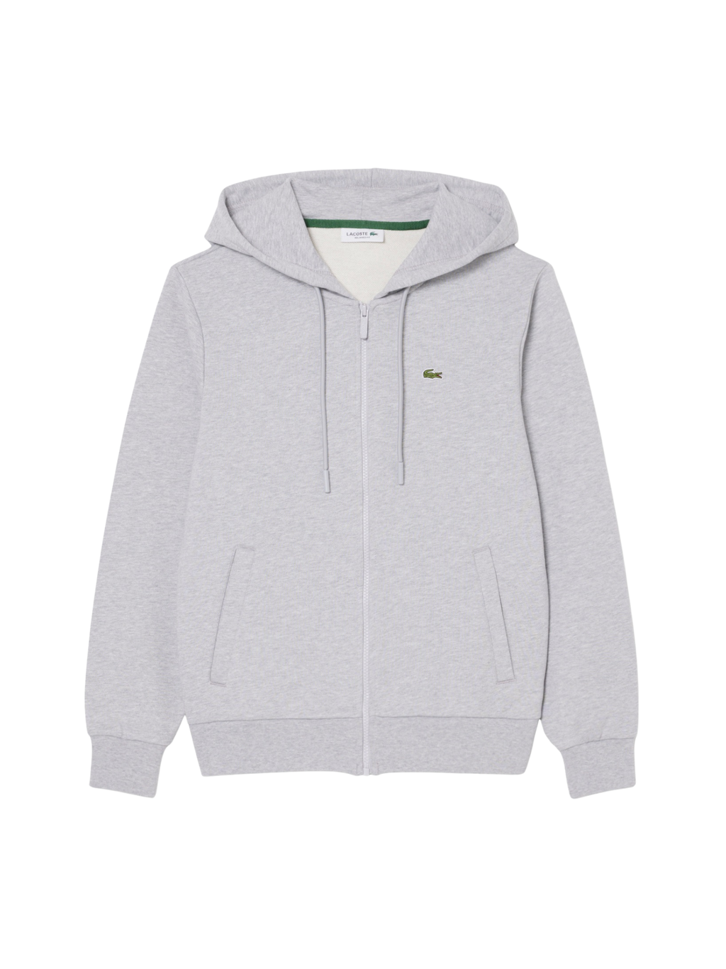 LACOSTE WOMEN Zipped Fleece Hoodie Light Grey