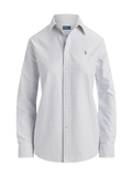 RALPH LAUREN WOMEN Classic Fit Striped Oxford Shirt White/Heritage Royal
