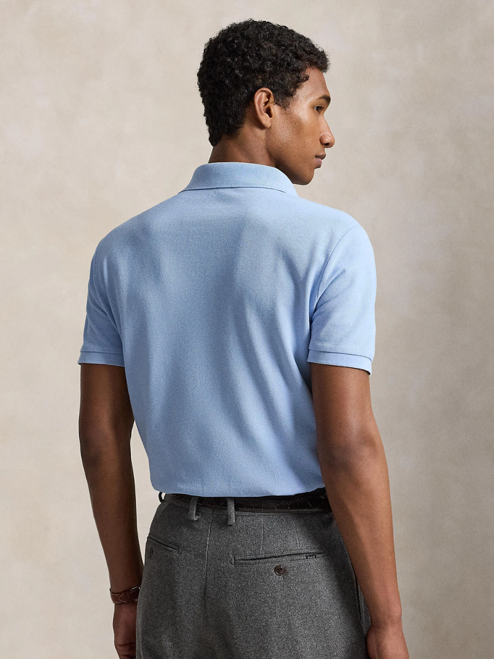 RALPH LAUREN The Iconic Custom Slim Fit Mesh Polo Chambray Blue