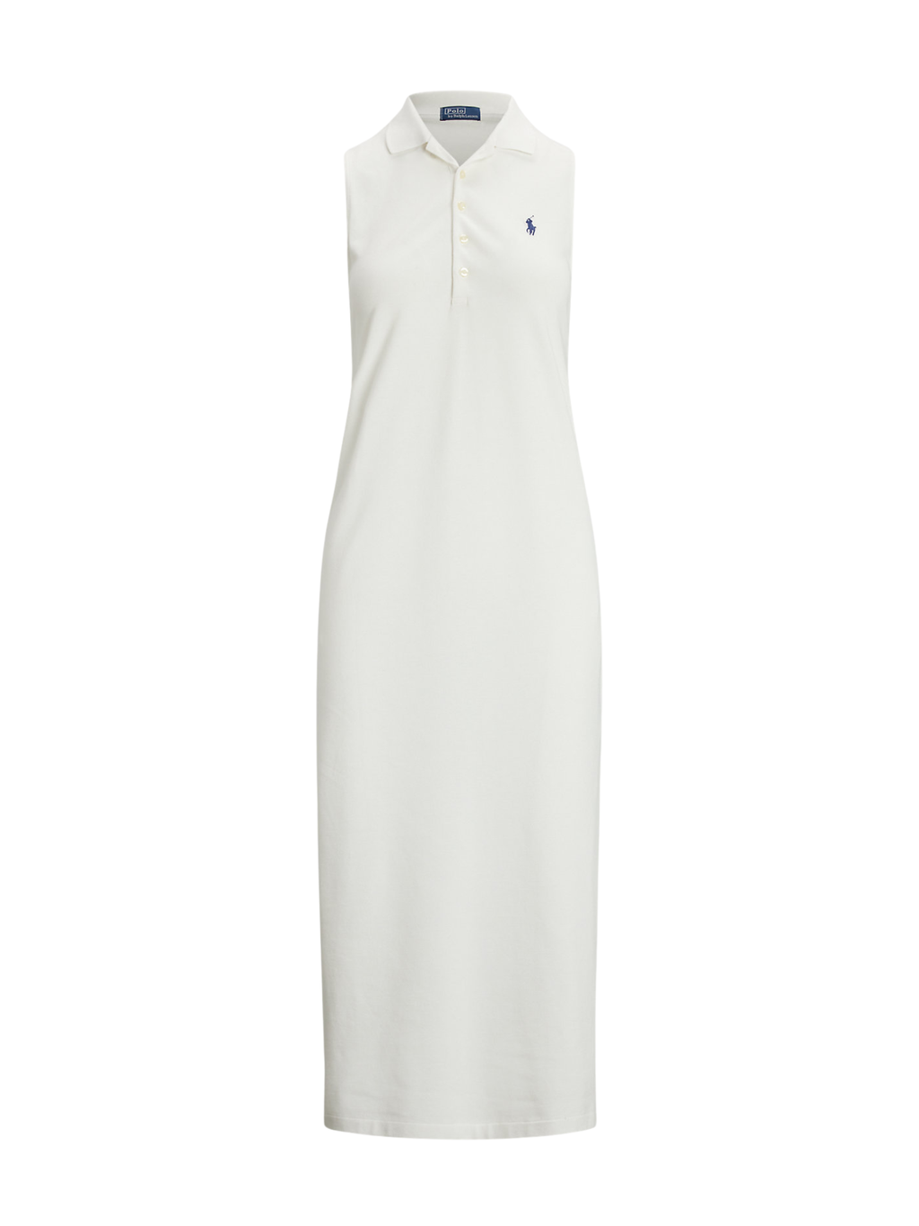RALPH LAUREN WOMEN Stretch-Cotton Sleeveless Polo Dress White