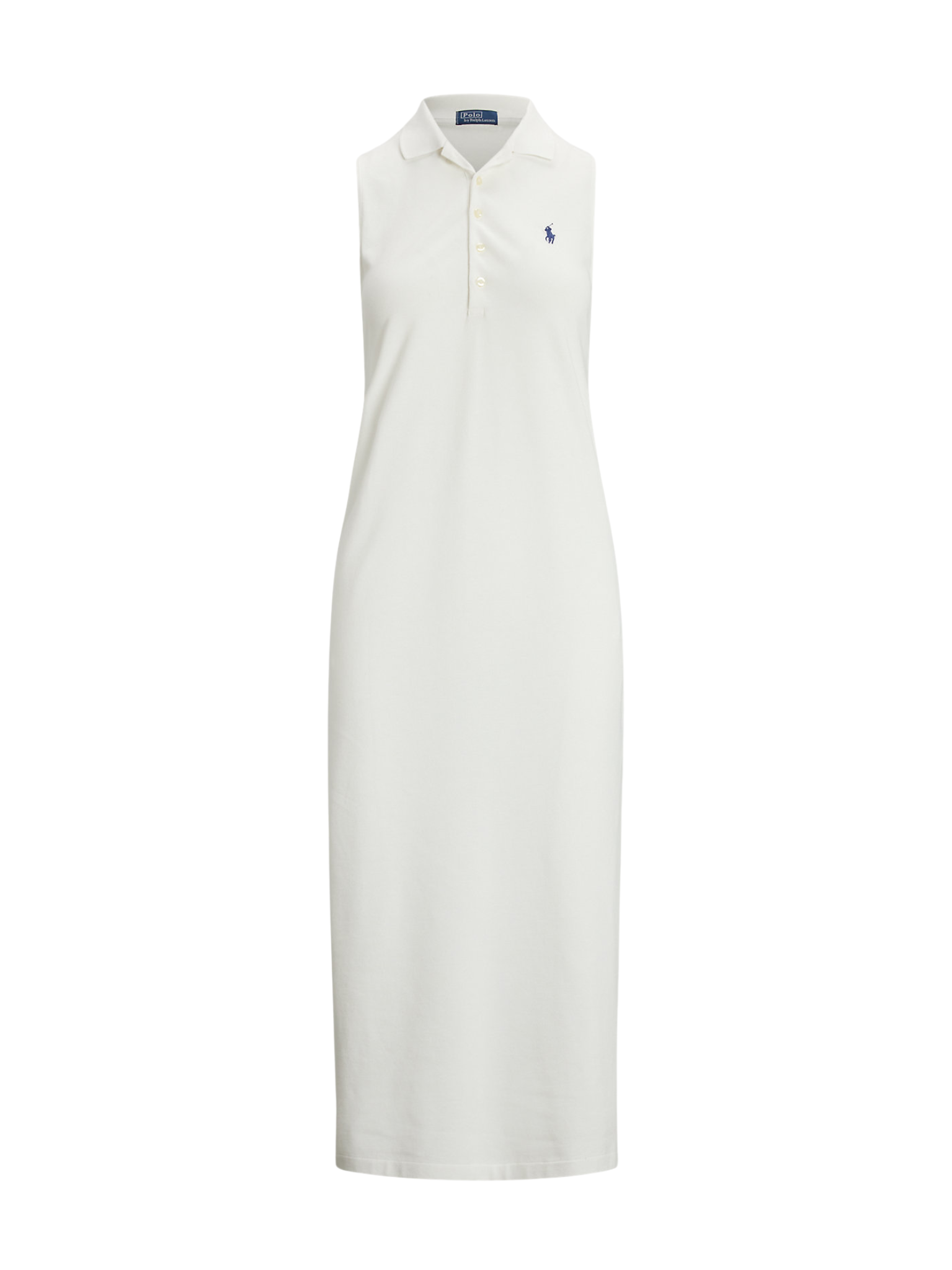 RALPH LAUREN WOMEN Stretch-Cotton Sleeveless Polo Dress White