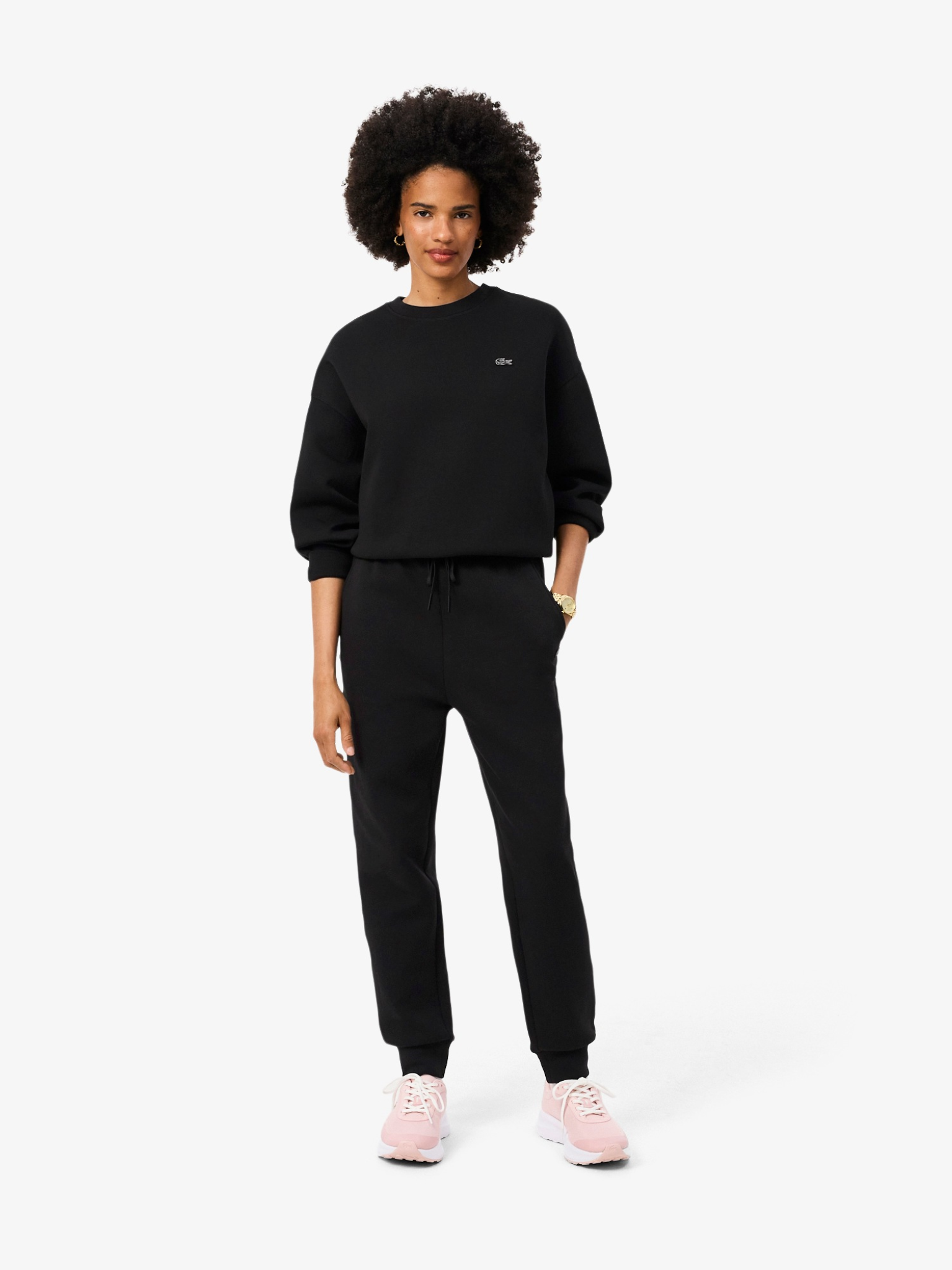 LACOSTE WOMEN Double Face Jersey Sweatpants Black