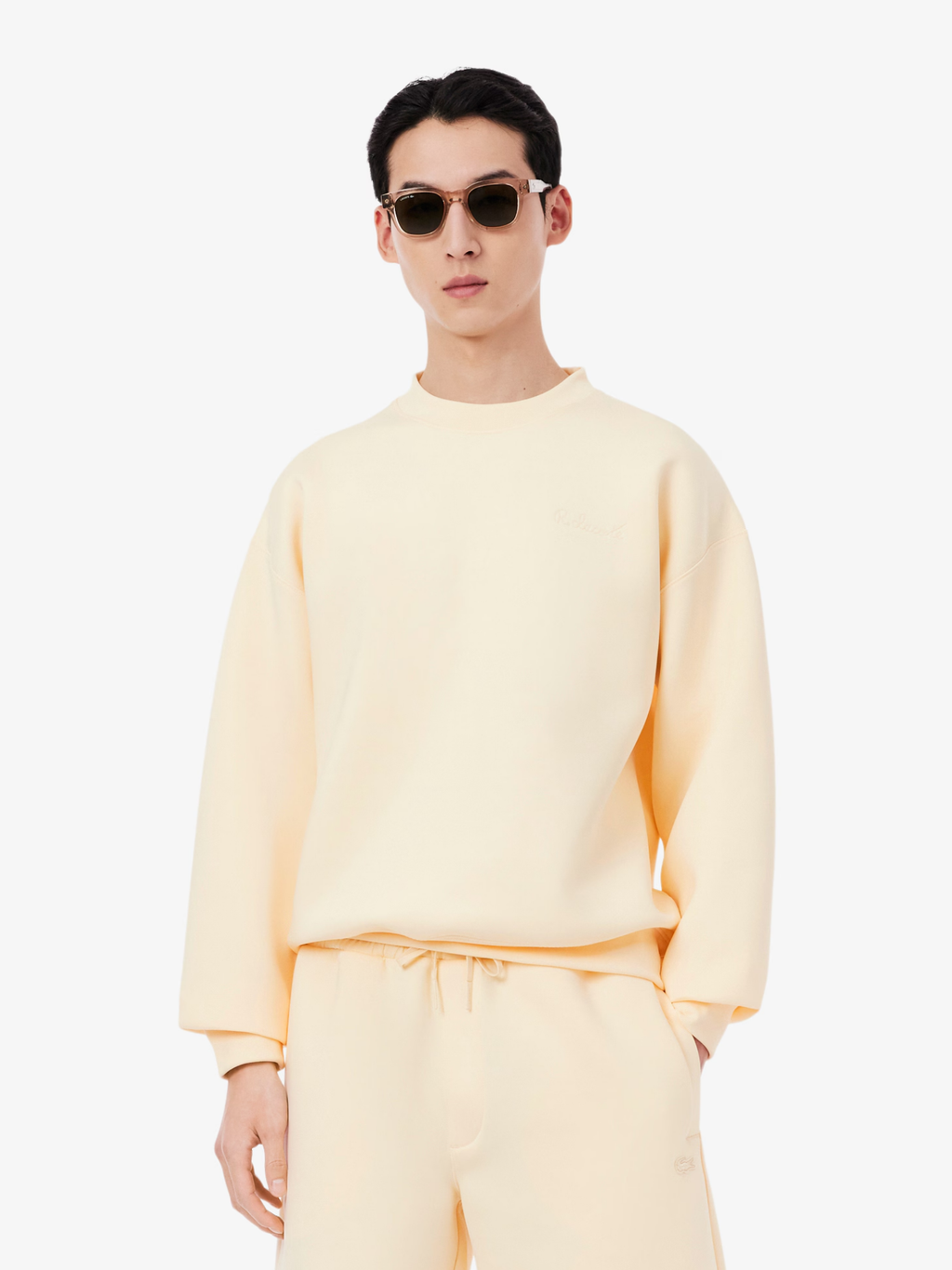 LACOSTE Loose Fit Embroidered Sweatshirt Beige