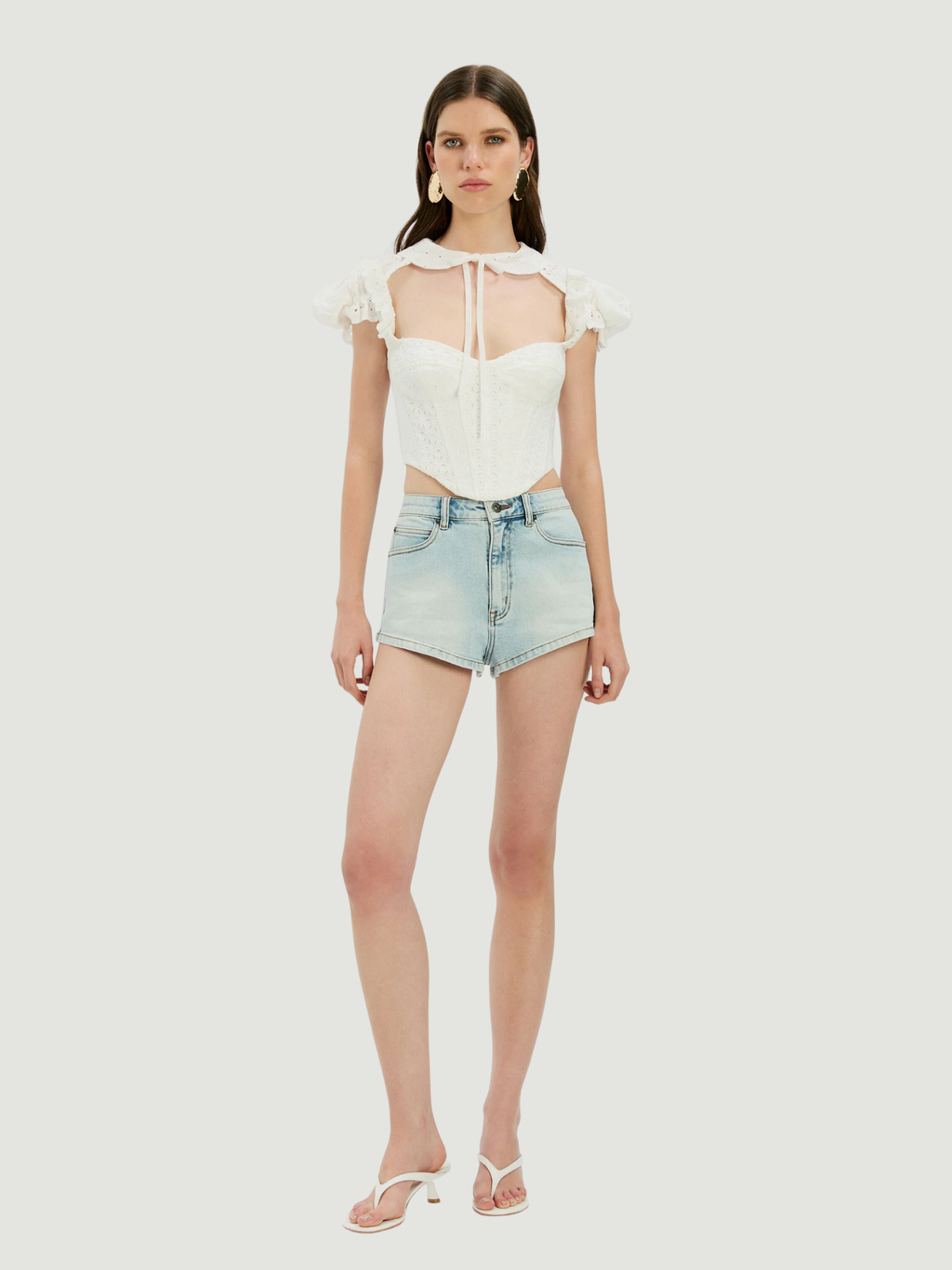 BARDOT WOMEN Allington Broderie Corset Top Orchid White