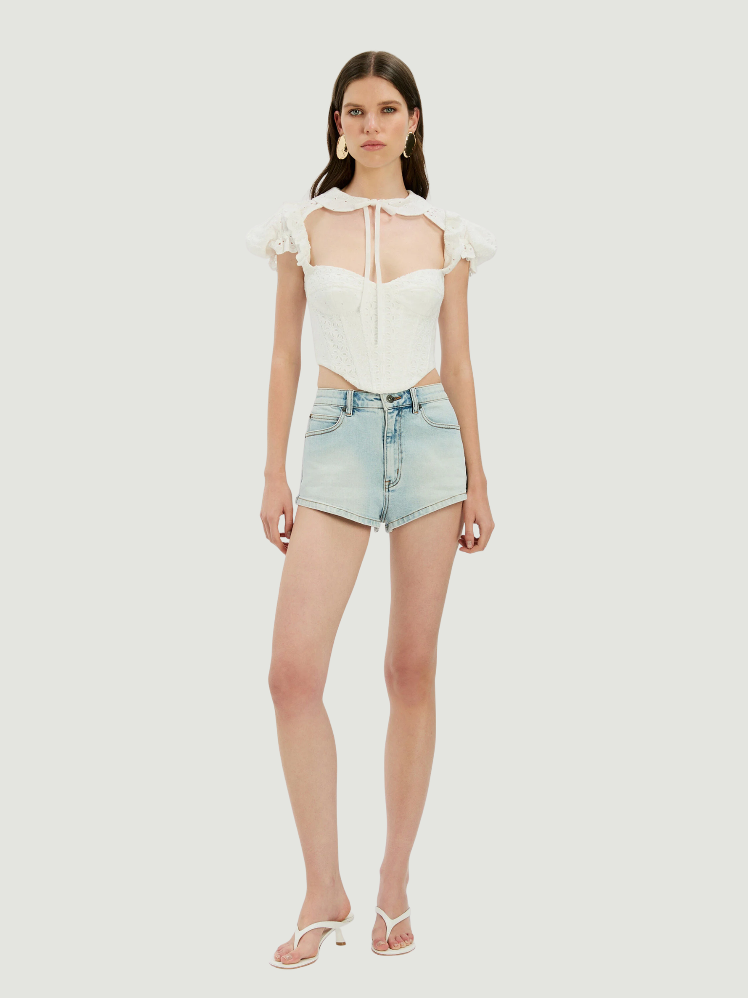 BARDOT WOMEN Allington Broderie Corset Top Orchid White