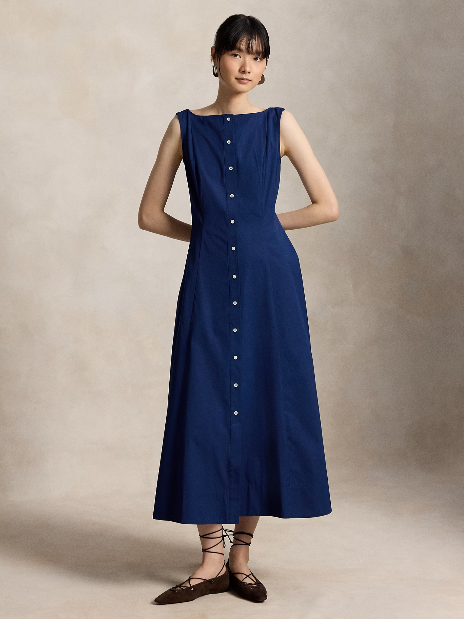 RALPH LAUREN WOMEN Panelled Cotton Dress East Side Royal