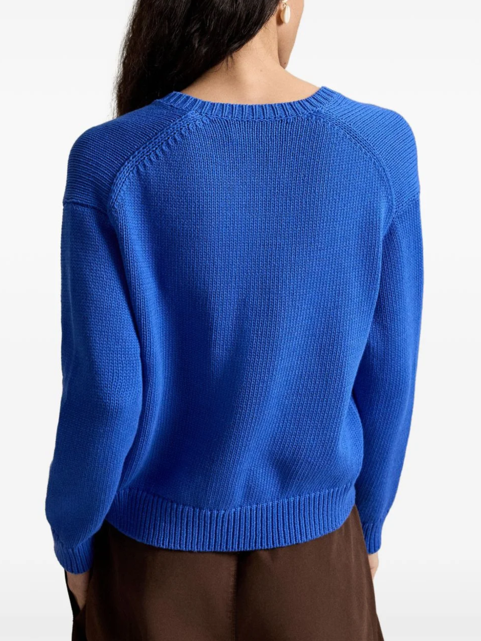 RALPH LAUREN WOMEN Linen-blend Crewneck Cardigan Gala Blue