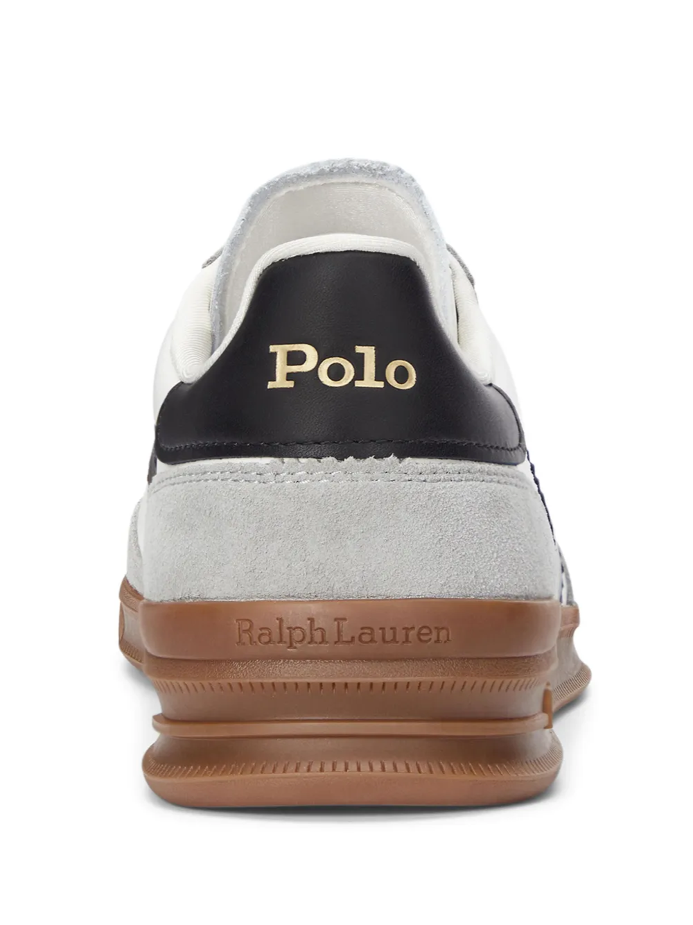 RALPH LAUREN Heritage Area Leather-Suede Sneakers White/Black/Soft Grey