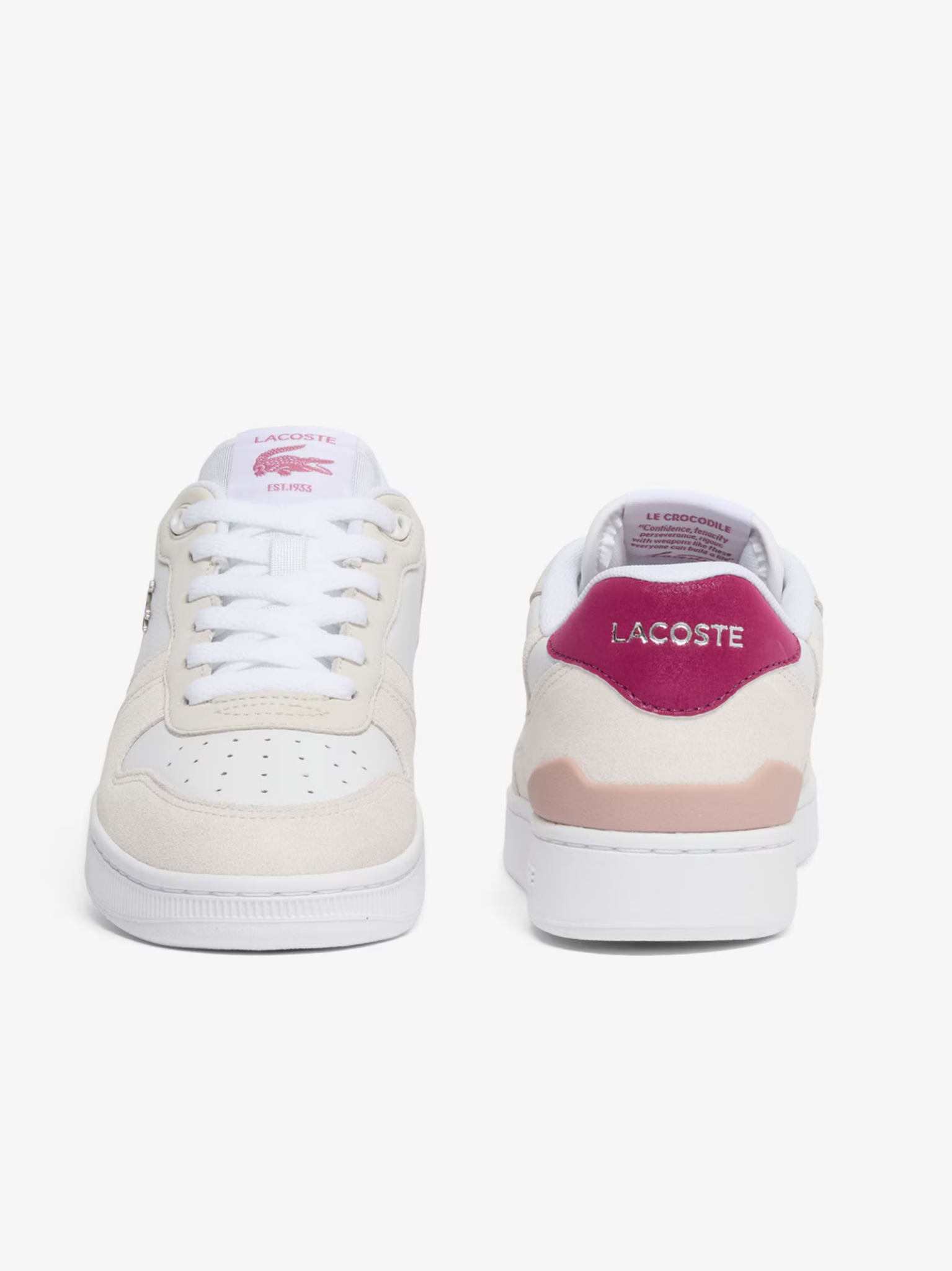 LACOSTE WOMEN T-Clip Set Suede Sneakers White/Dark Purple
