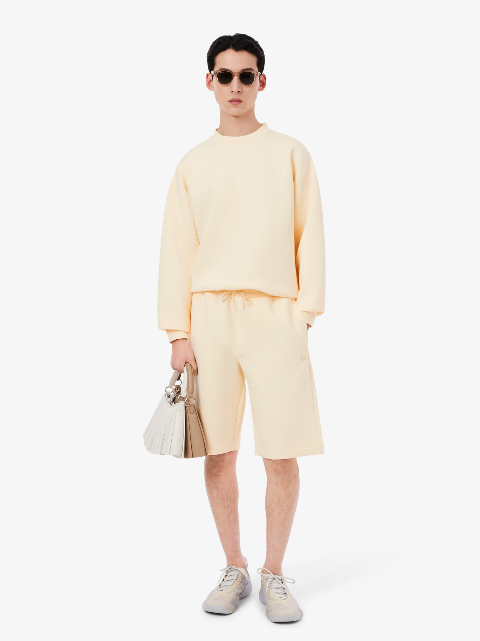 LACOSTE Loose Fit Embroidered Sweatshirt Beige