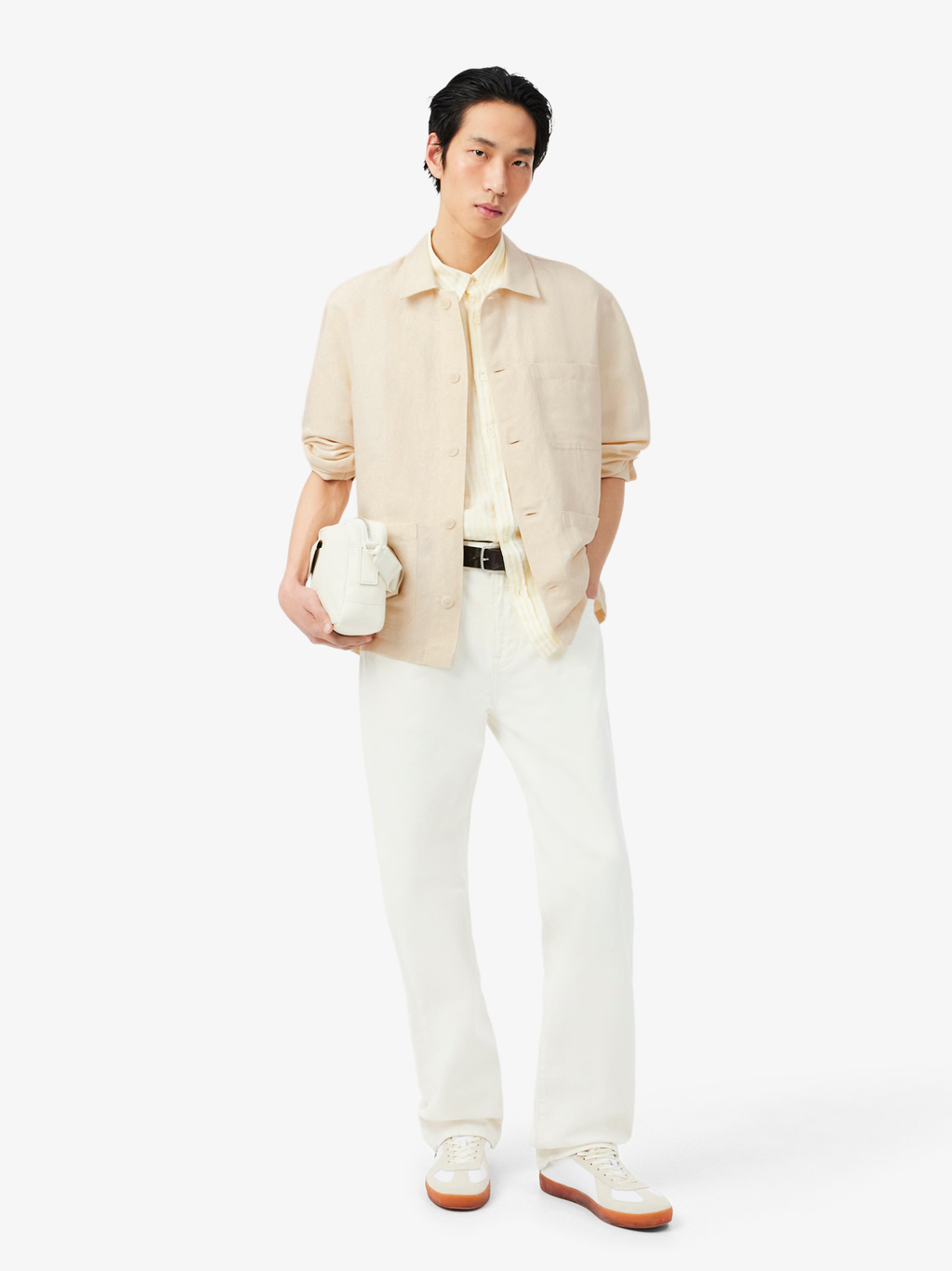 LACOSTE Linen Blend Overshirt Beige