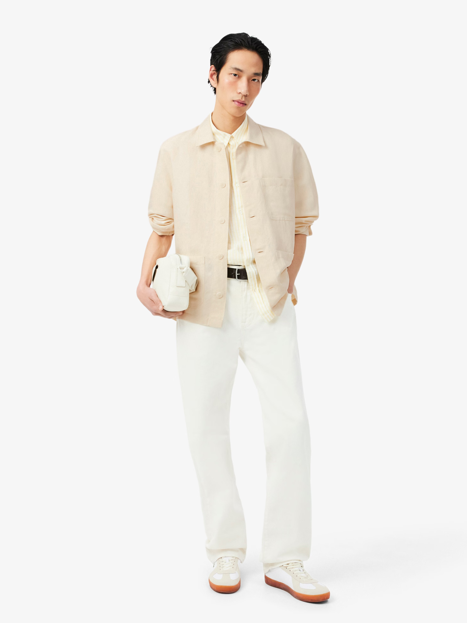 LACOSTE Linen Blend Overshirt Beige