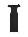 ROTATE BIRGER CHRISTENSEN WOMEN Crepe Midi Flower Dress Black