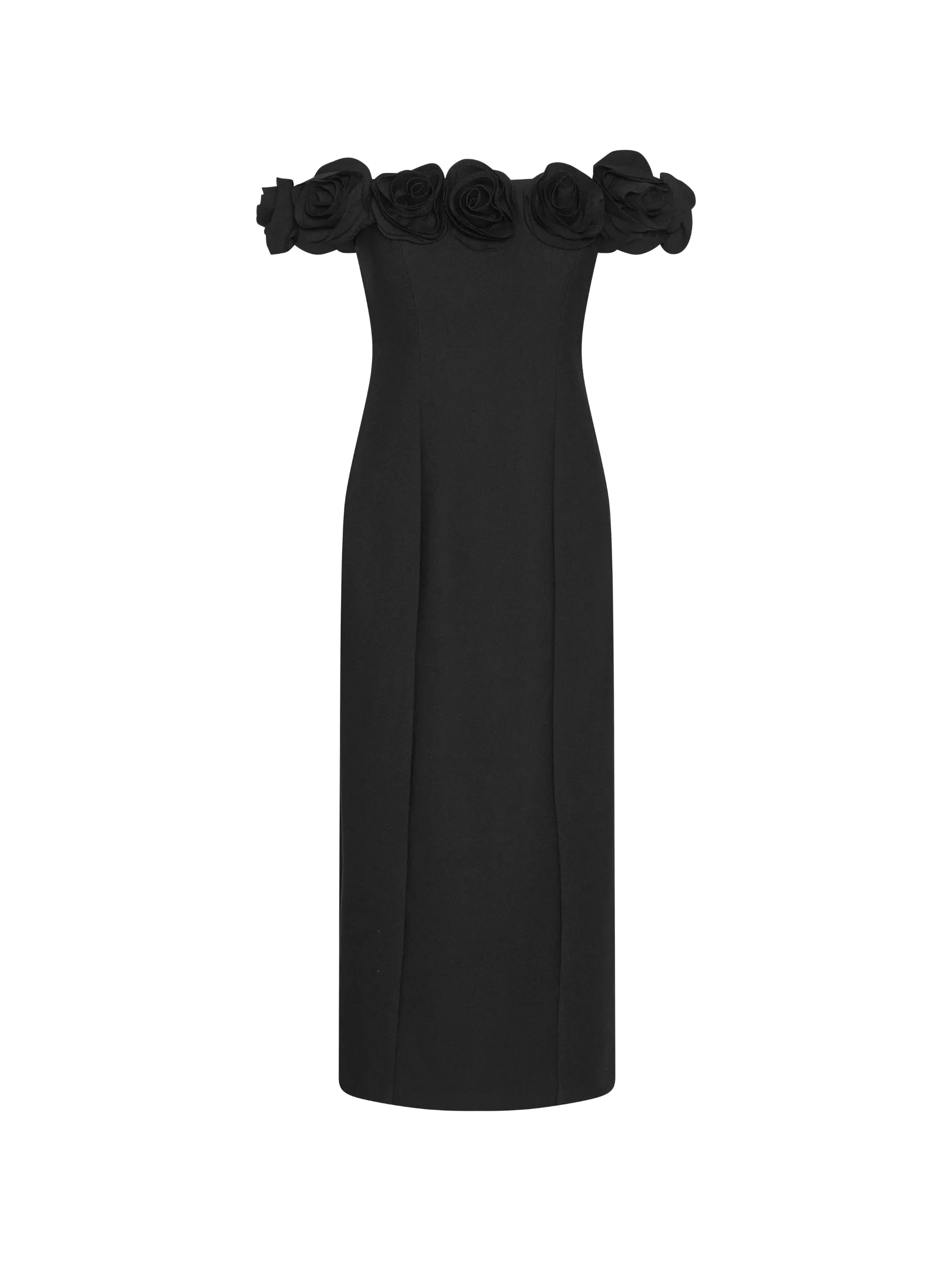 ROTATE BIRGER CHRISTENSEN WOMEN Crepe Midi Flower Dress Black