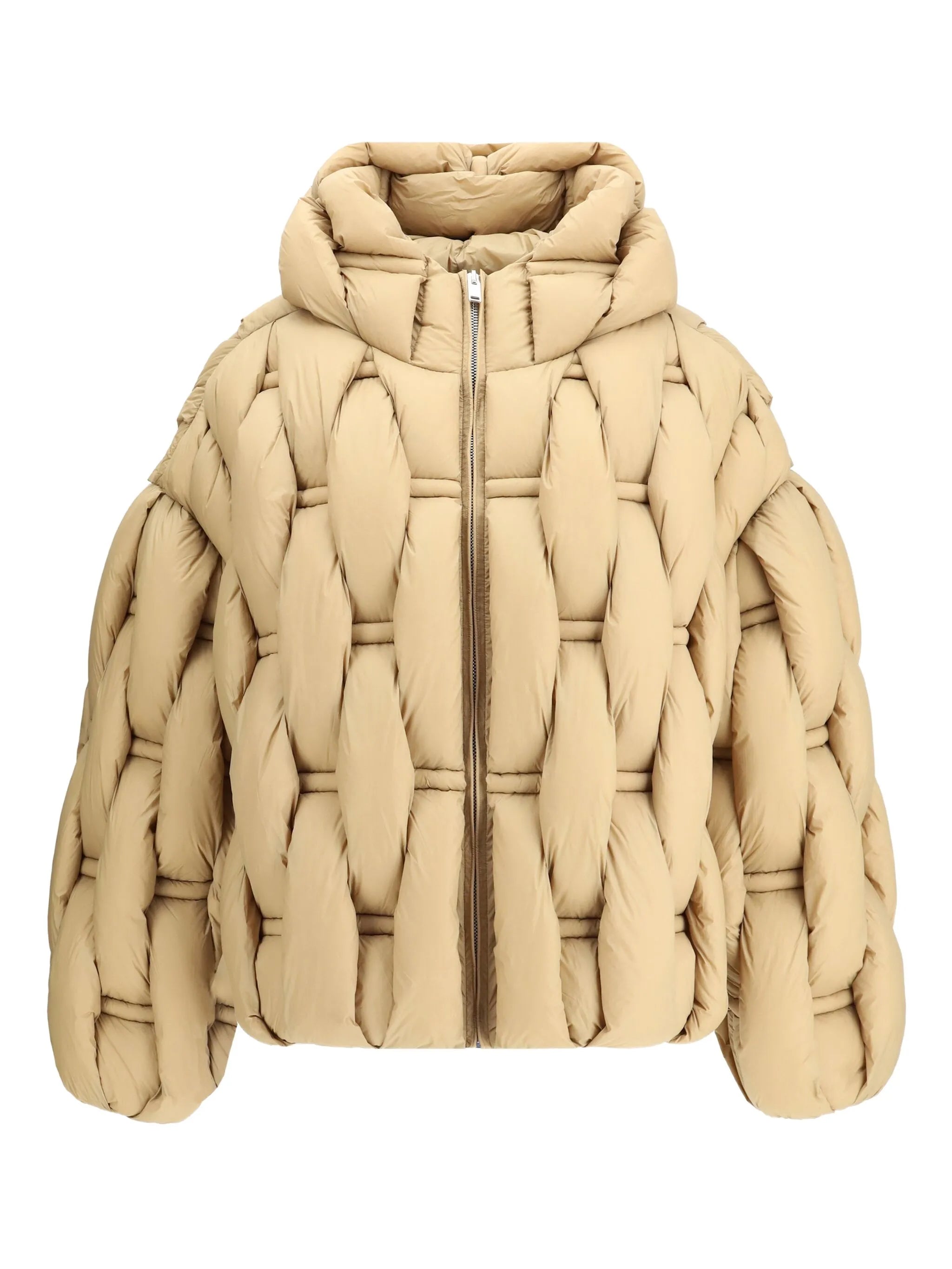 RAXXY 3D Down-Filled Woven Puffer Hooded Woven Puffer Jacket Camel