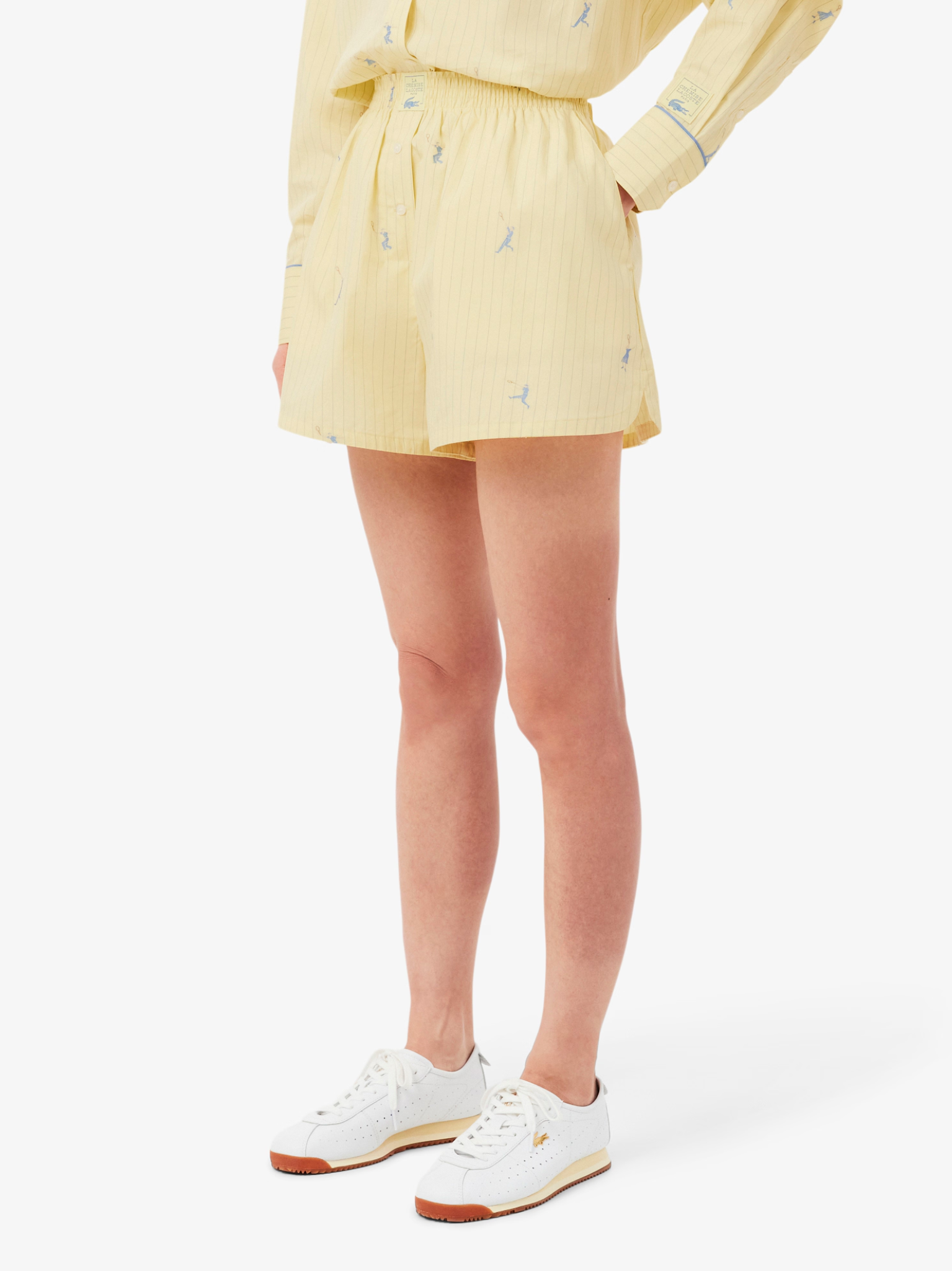 LACOSTE WOMEN Cotton Poplin Jacquard Boxer Shorts Yellow