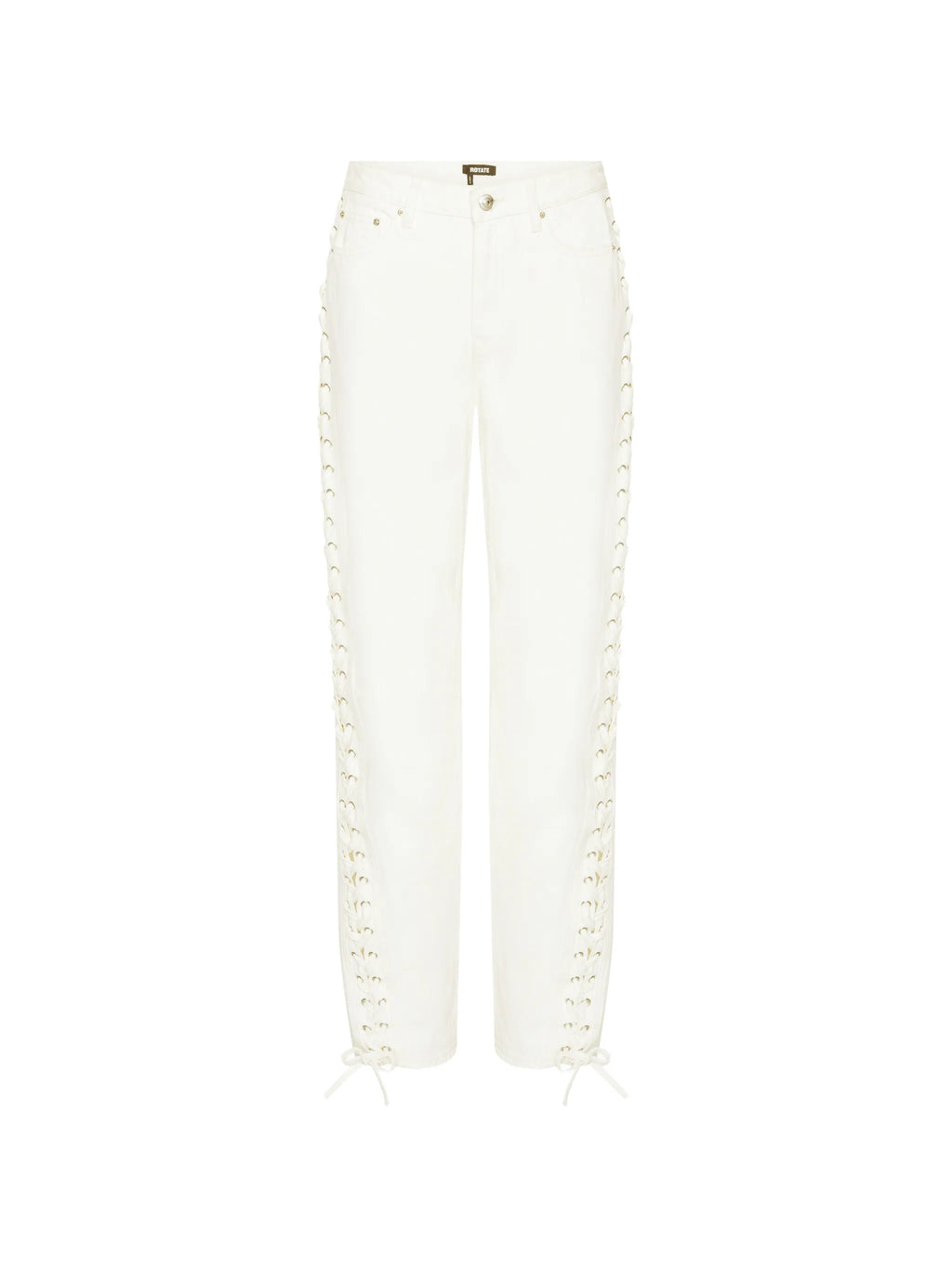 ROTATE BIRGER CHRISTENSEN WOMEN Loose Fit Laced Jeans White Denim