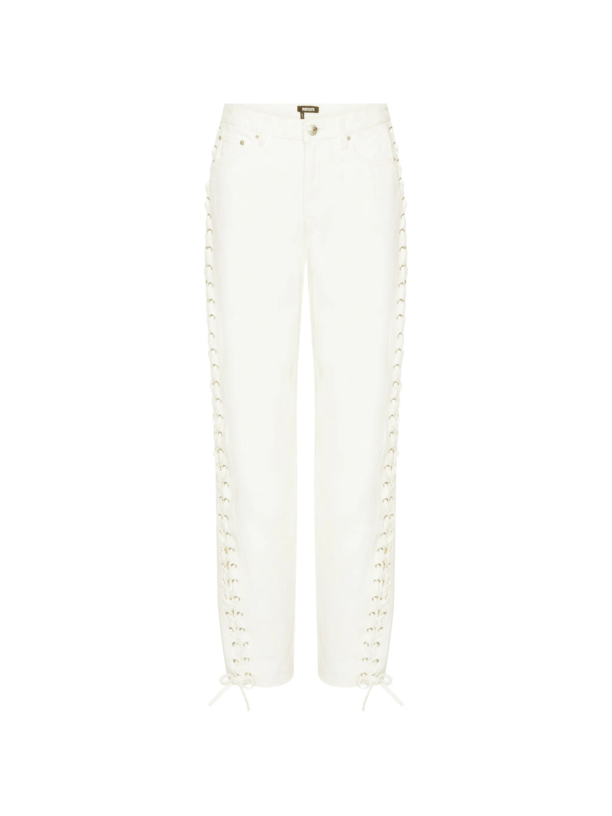 ROTATE BIRGER CHRISTENSEN WOMEN Loose Fit Laced Jeans White Denim