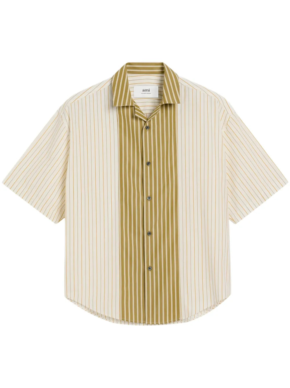 AMI ALEXANDRE MATTIUSSI Camp Collar Boxy Shirt White/Khaki