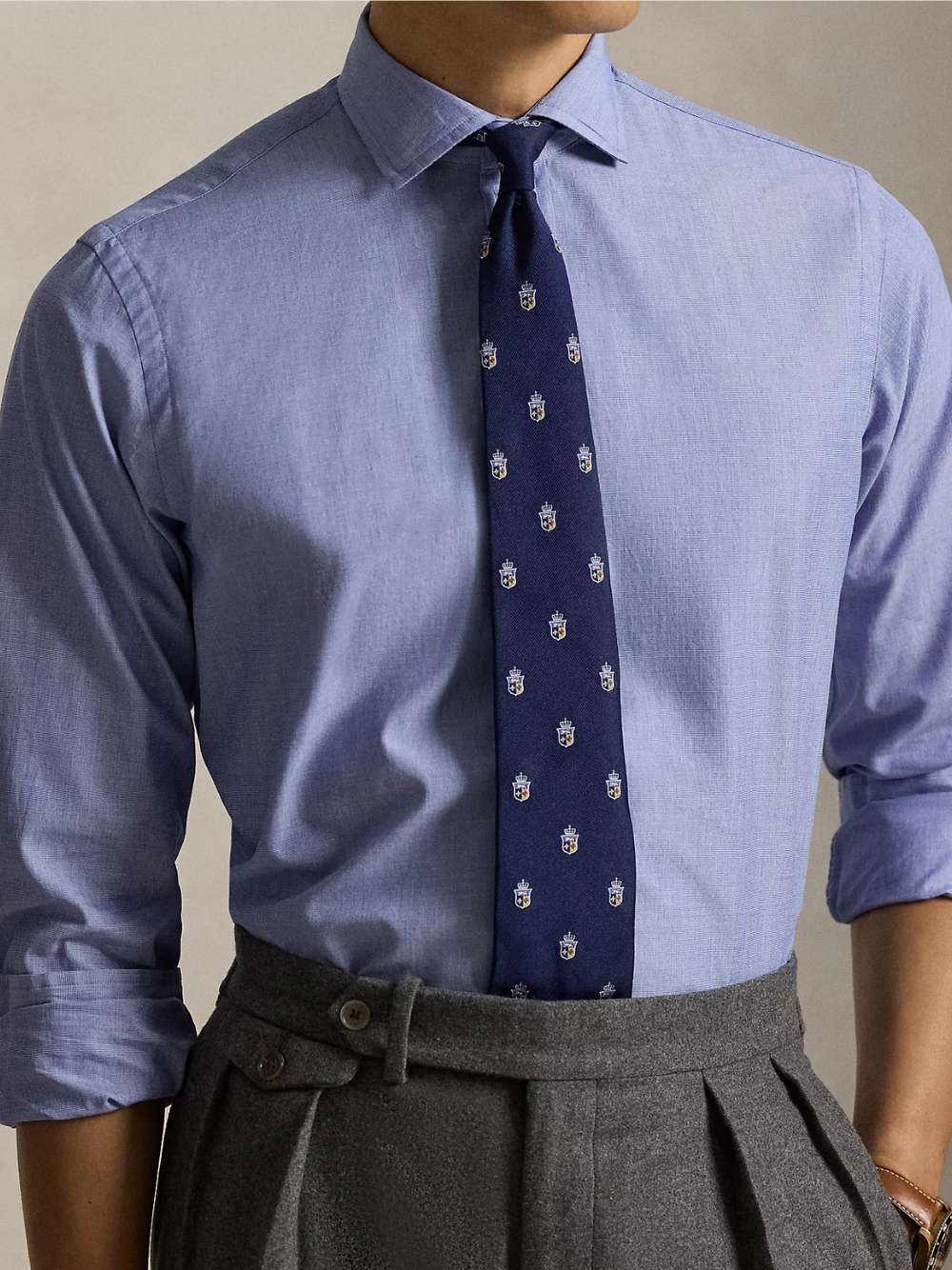 RALPH LAUREN Classic Fit End-On-End Shirt Navy