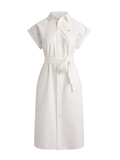 RALPH LAUREN WOMEN Belted Cotton Oxford Shirt Dress White