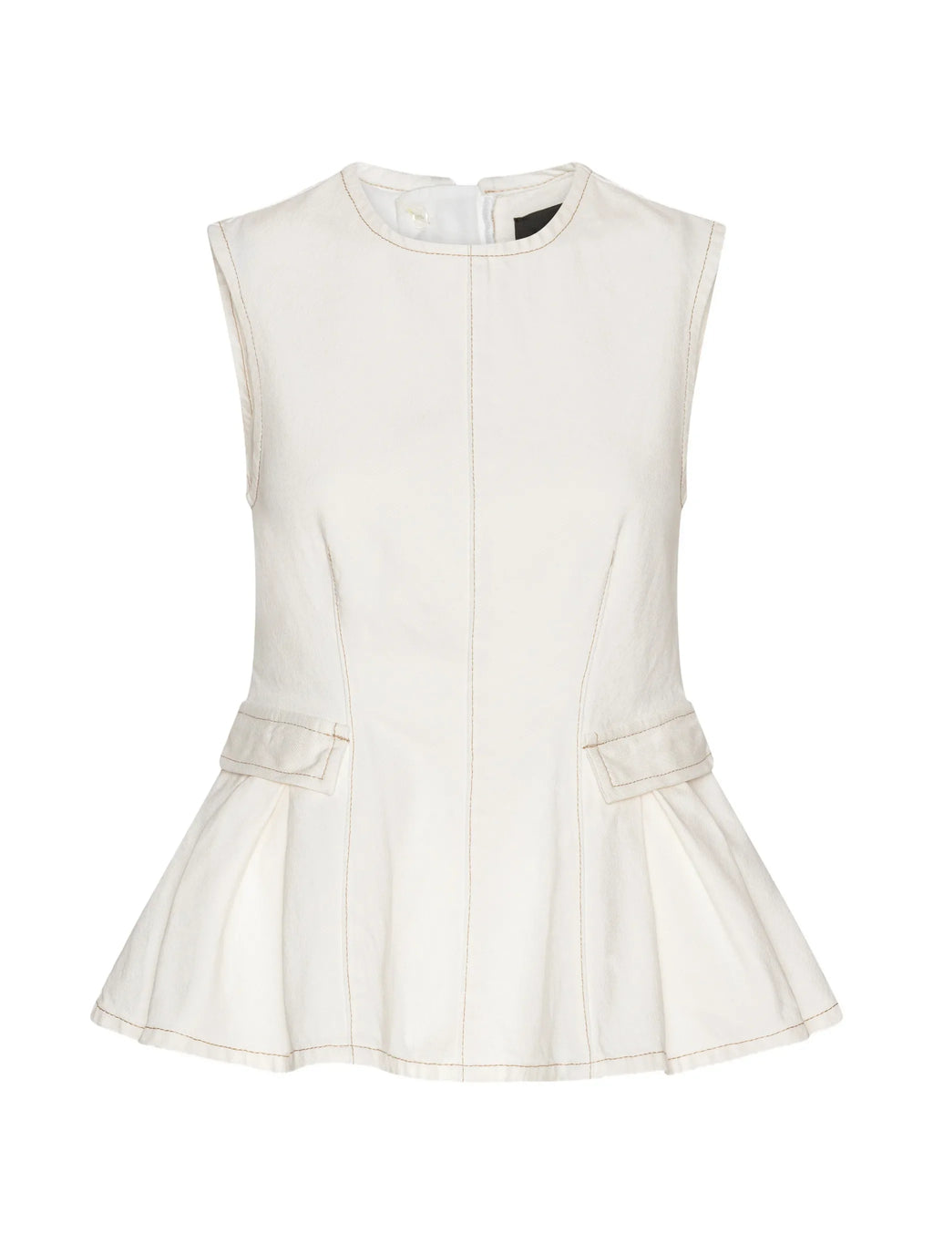 ROTATE BIRGER CHRISTENSEN WOMEN Peplum Denim Top White Denim
