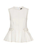 ROTATE BIRGER CHRISTENSEN WOMEN Peplum Denim Top White Denim