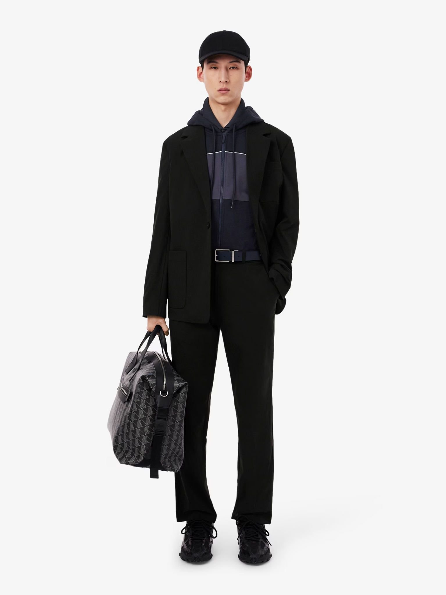 LACOSTE Colour-Block Zipped Hoodie Black