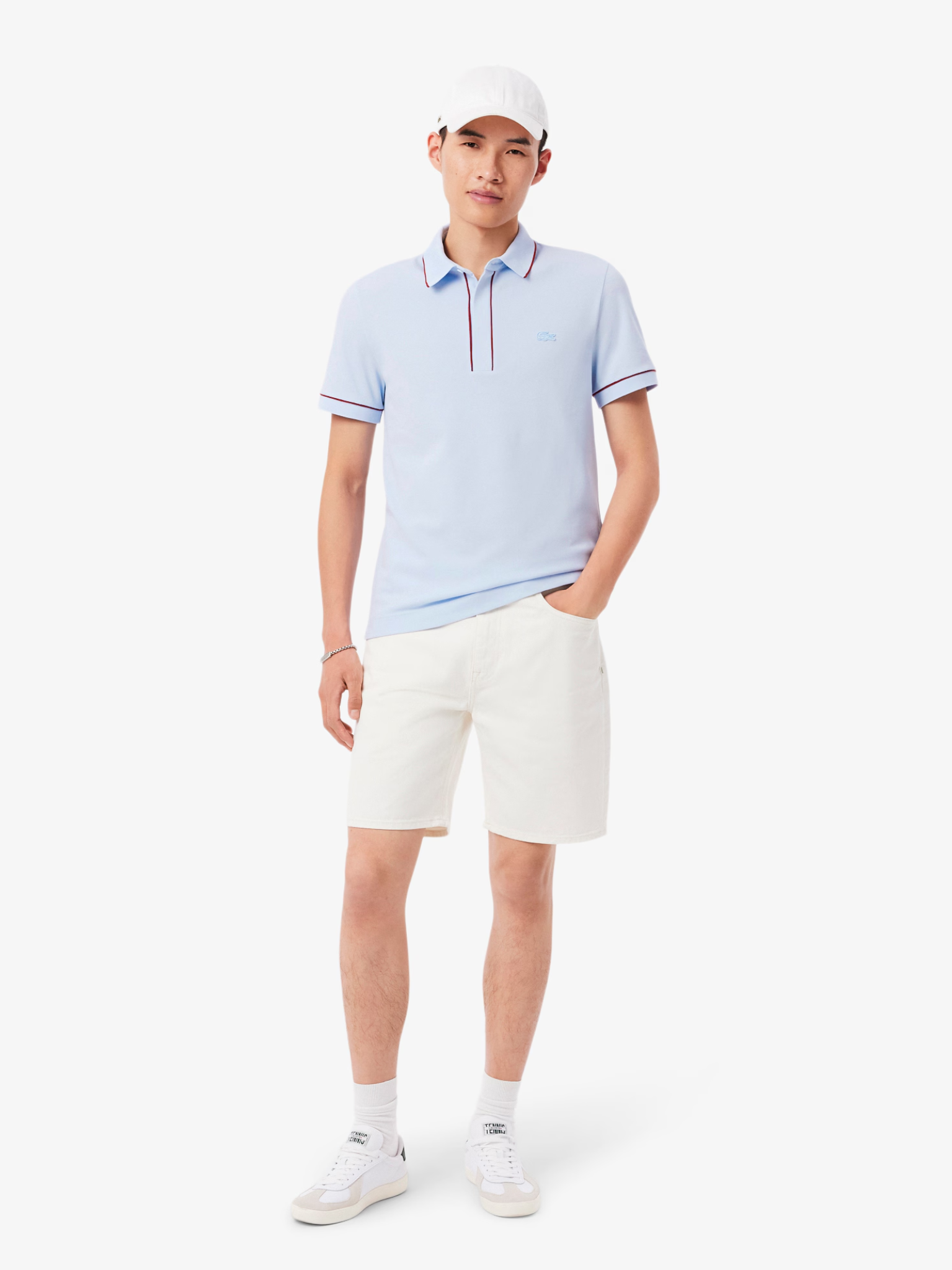 LACOSTE Regular Fit Paris Stretch Piqué Polo Shirt Light Blue