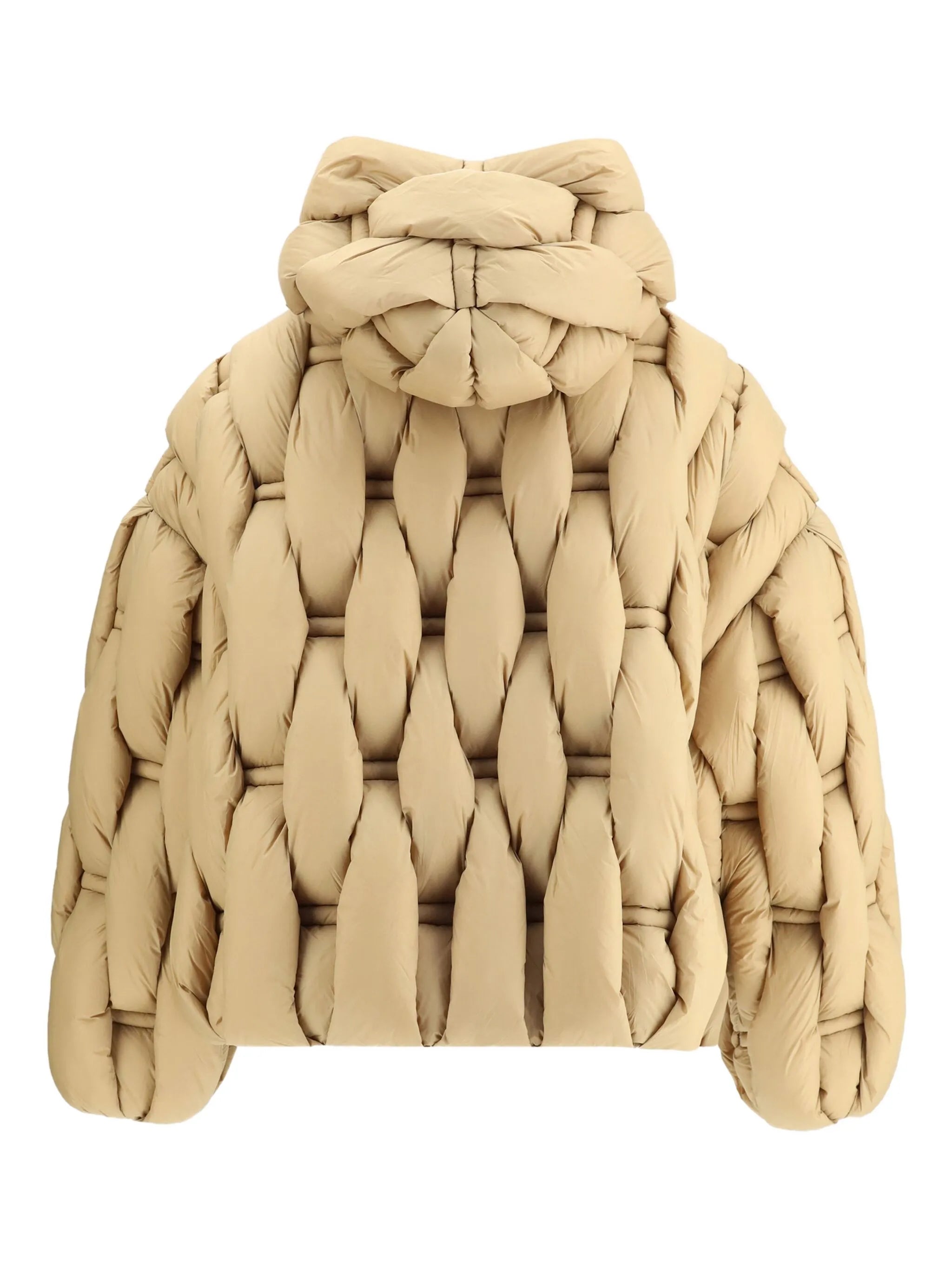 RAXXY 3D Down-Filled Woven Puffer Hooded Woven Puffer Jacket Camel