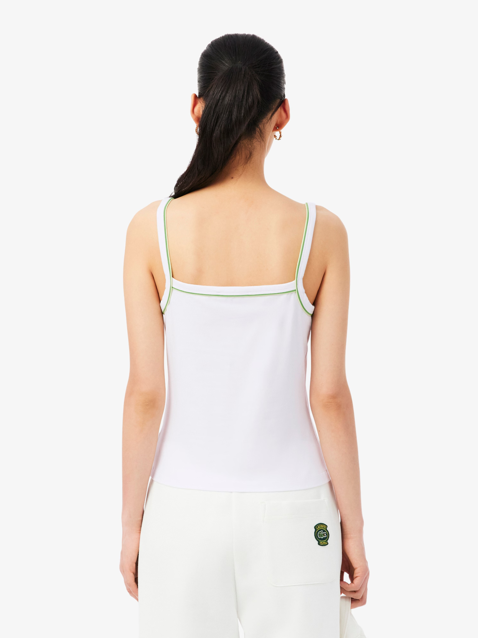 LACOSTE WOMEN Contrast Accent Cotton Tank Top White