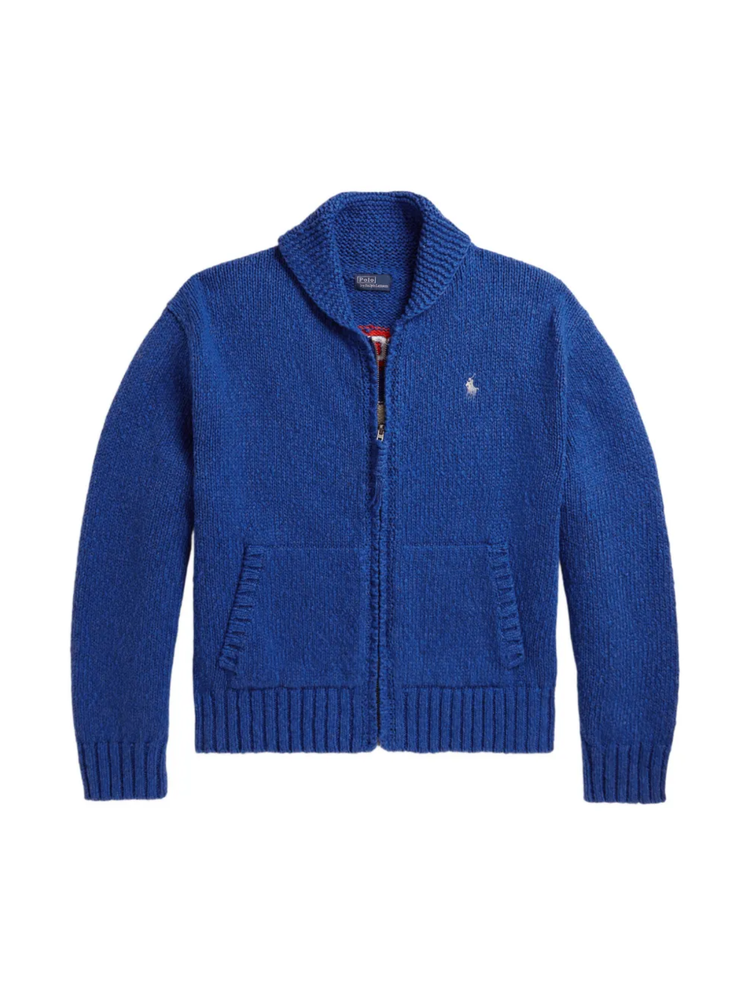 RALPH LAUREN WOMEN Wave-logo Cotton Zip Cardigan Sapphire Multi
